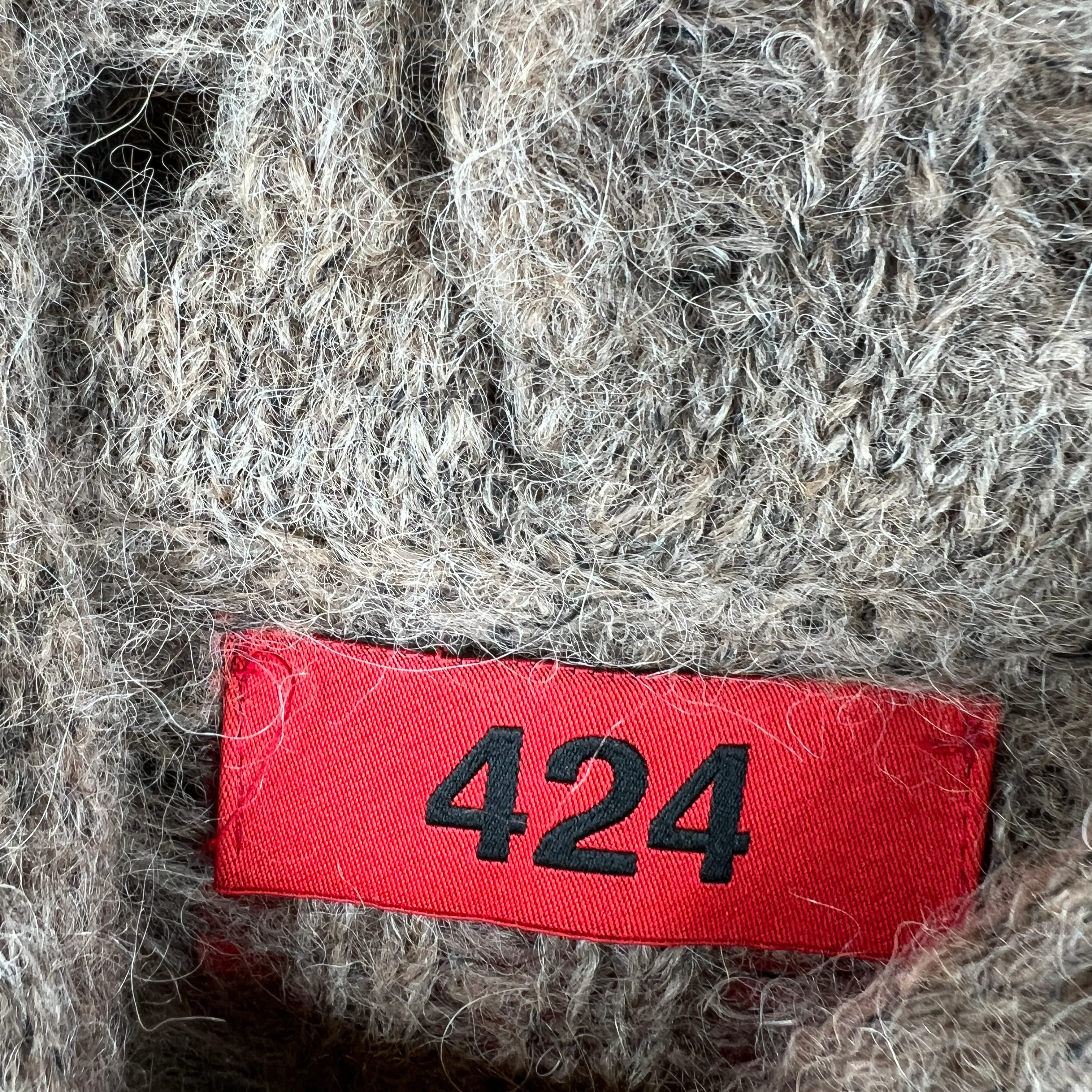 424 Beige Knit Hoodie - Image 4