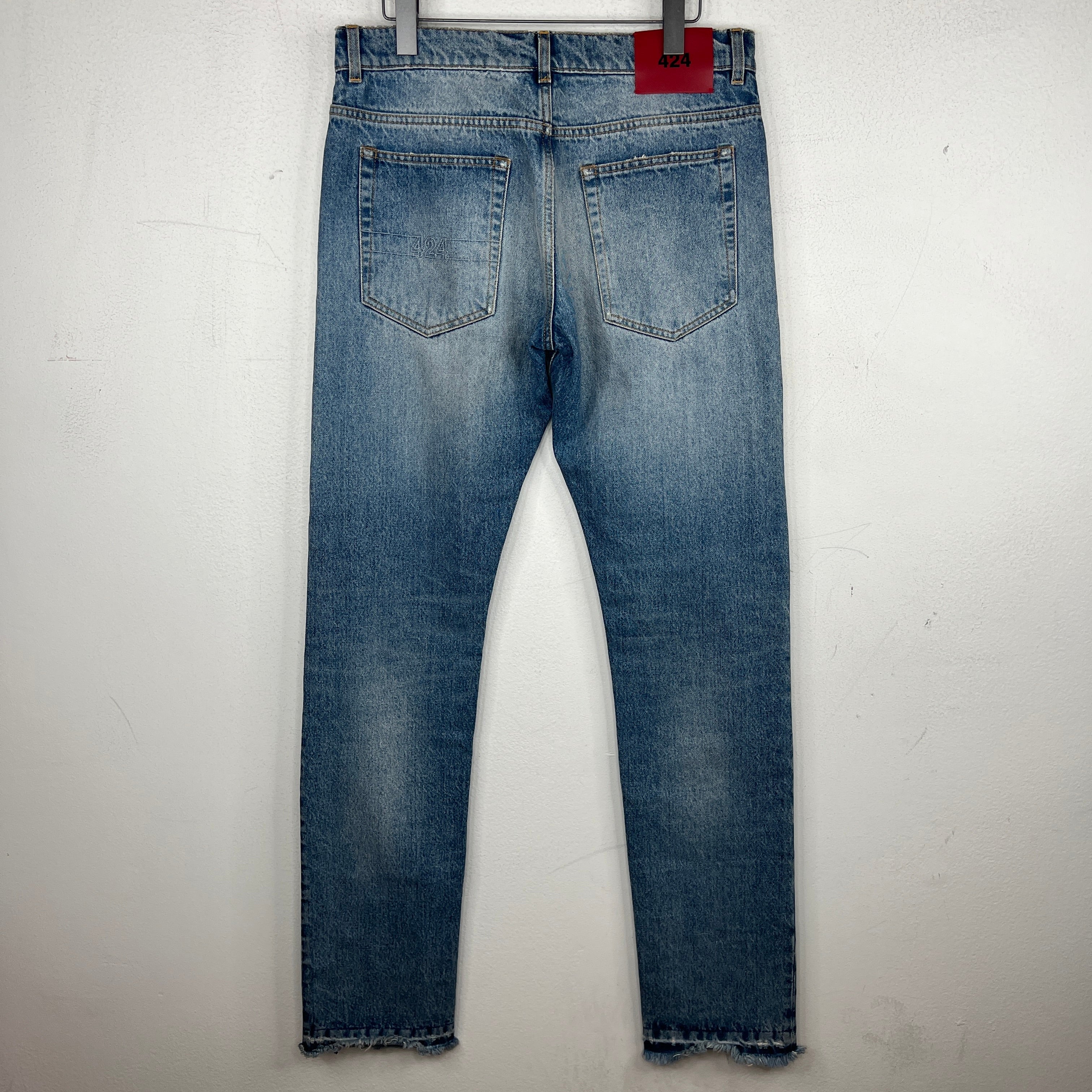 424 Distressed Light Wash Denim Jeans - Image 2