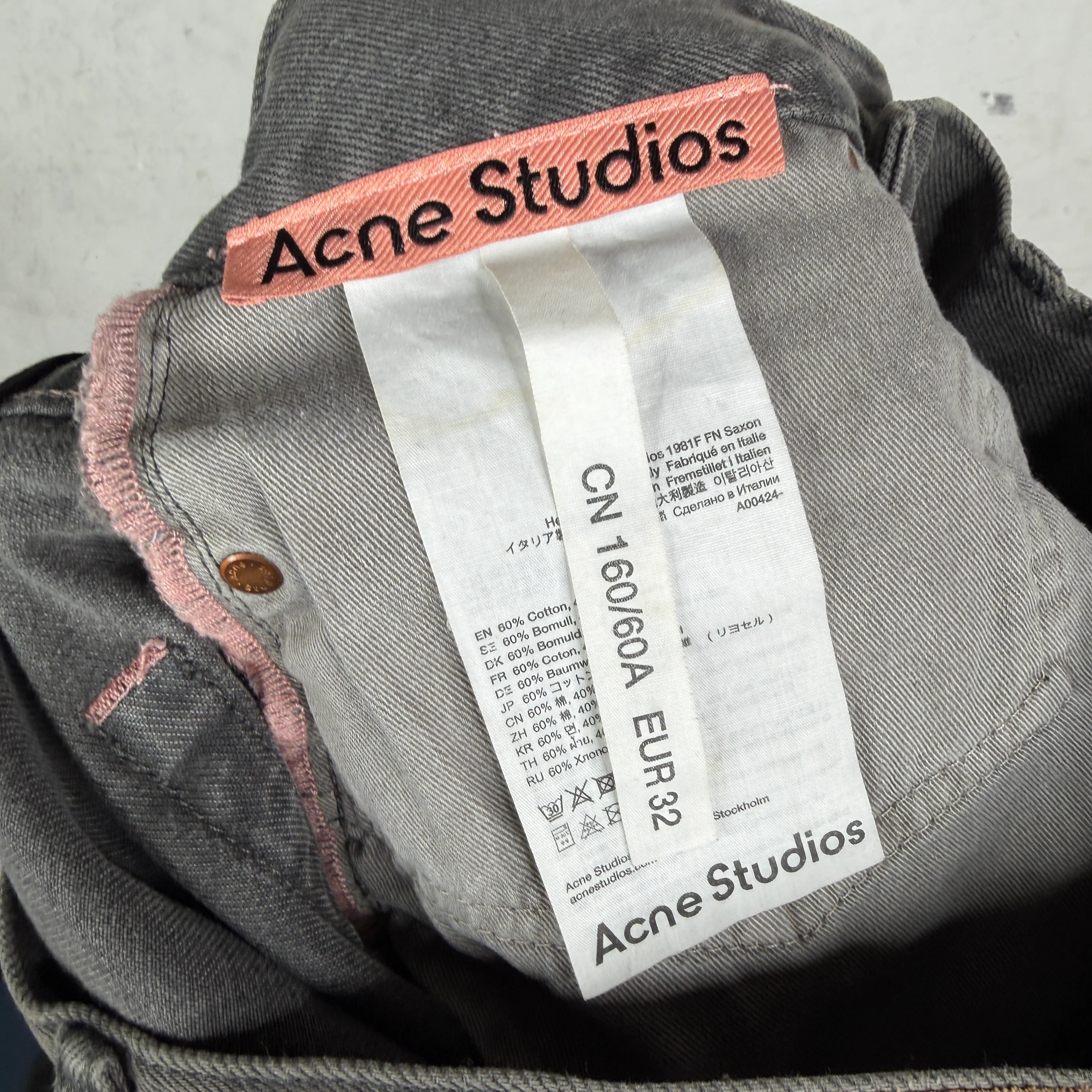 Acne Studios Altered Gray Wide Leg Jeans - Image 3