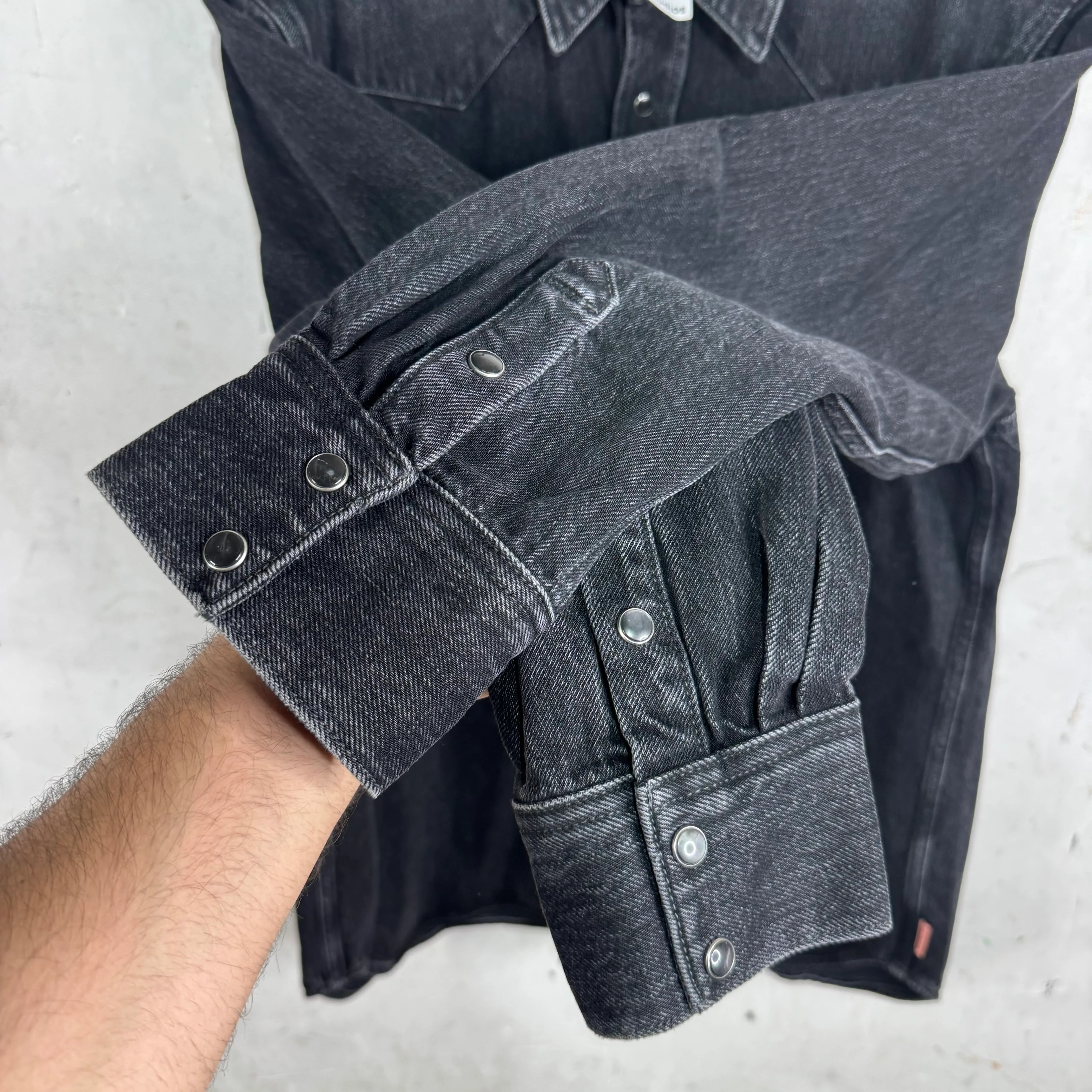 Acne Studios Black Denim Western Snap Overshirt - Image 5