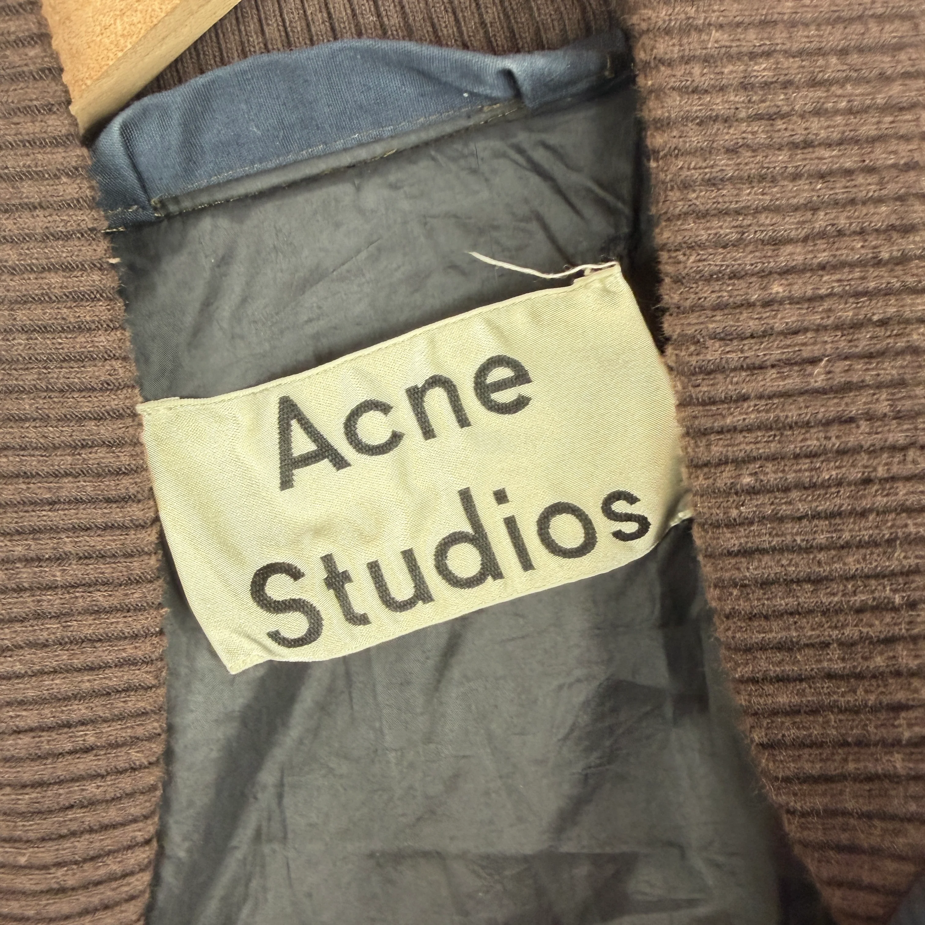 Acne Studios Navy Quilted Bomber Jacket - Image 3