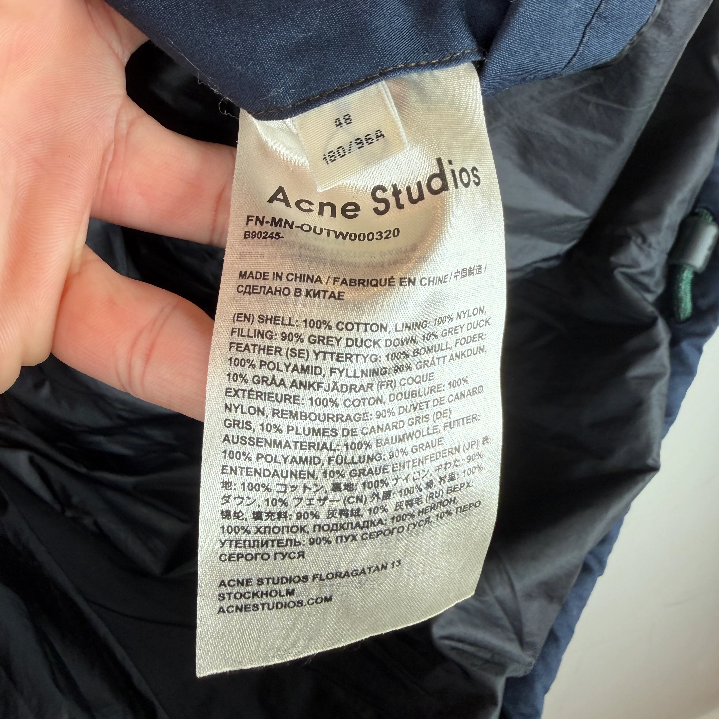 Acne Studios Navy Quilted Bomber Jacket - Image 5