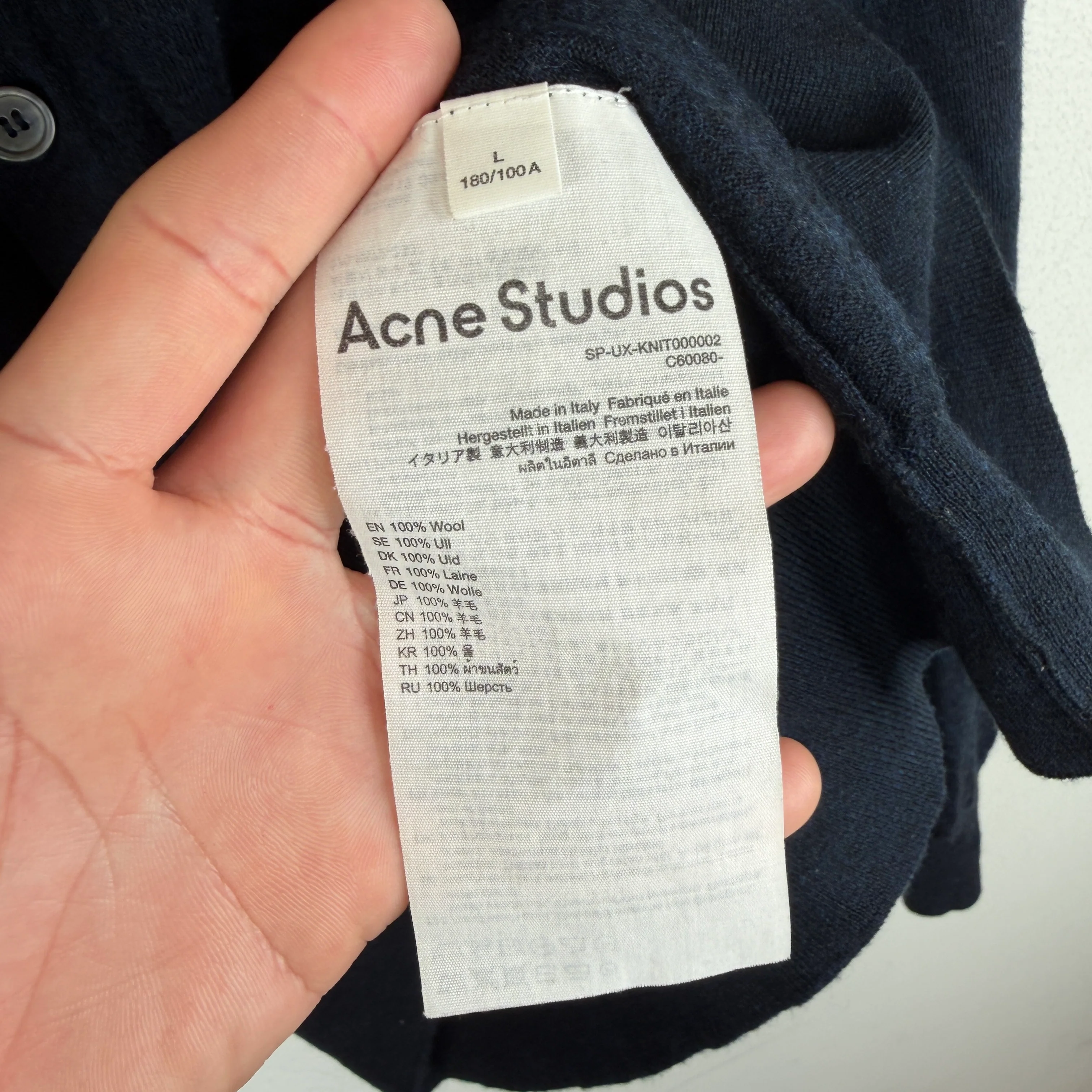 Acne Studios Navy Wool Cardigan - Image 4