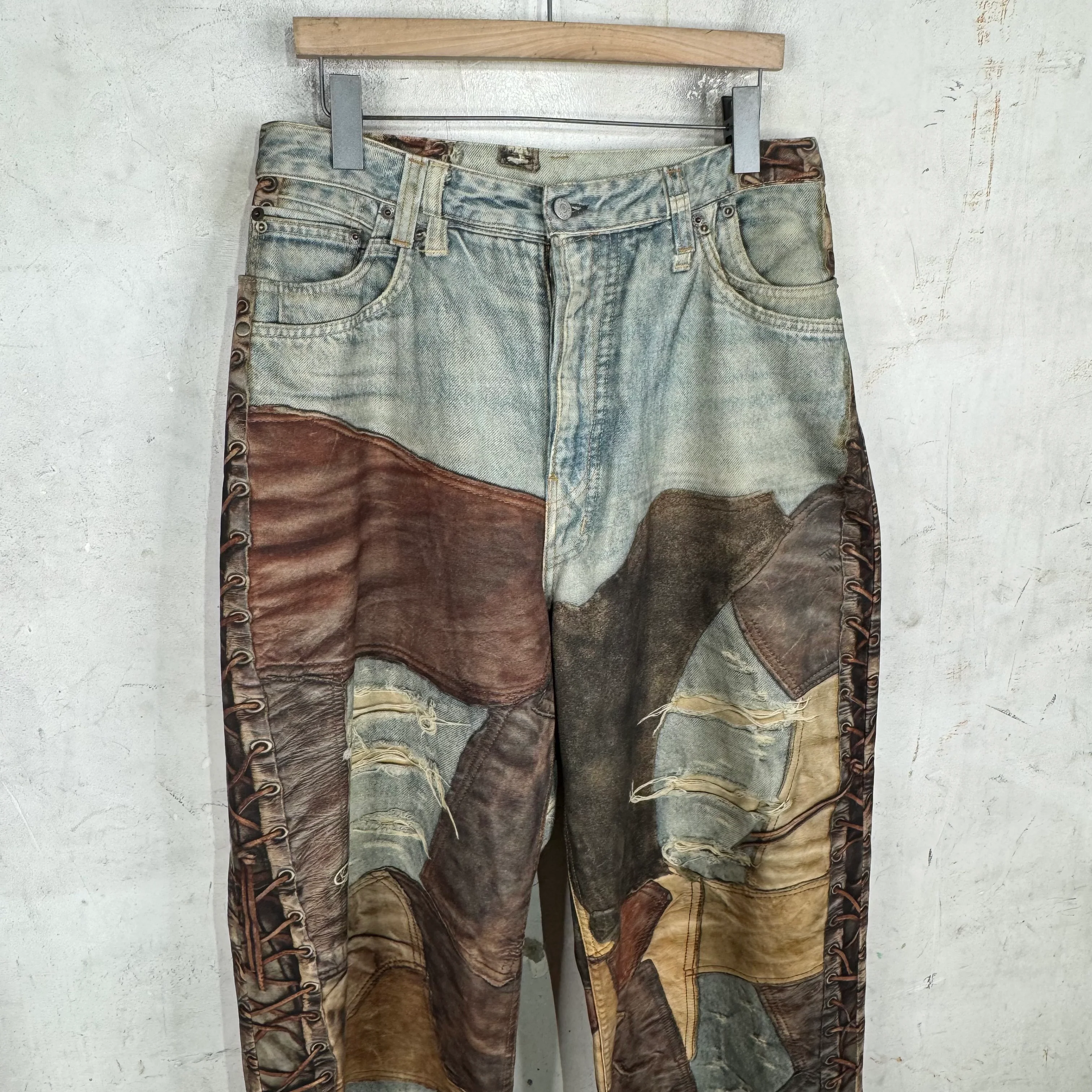 Acne Studios Trompe Leather Baggy Jeans - Image 6