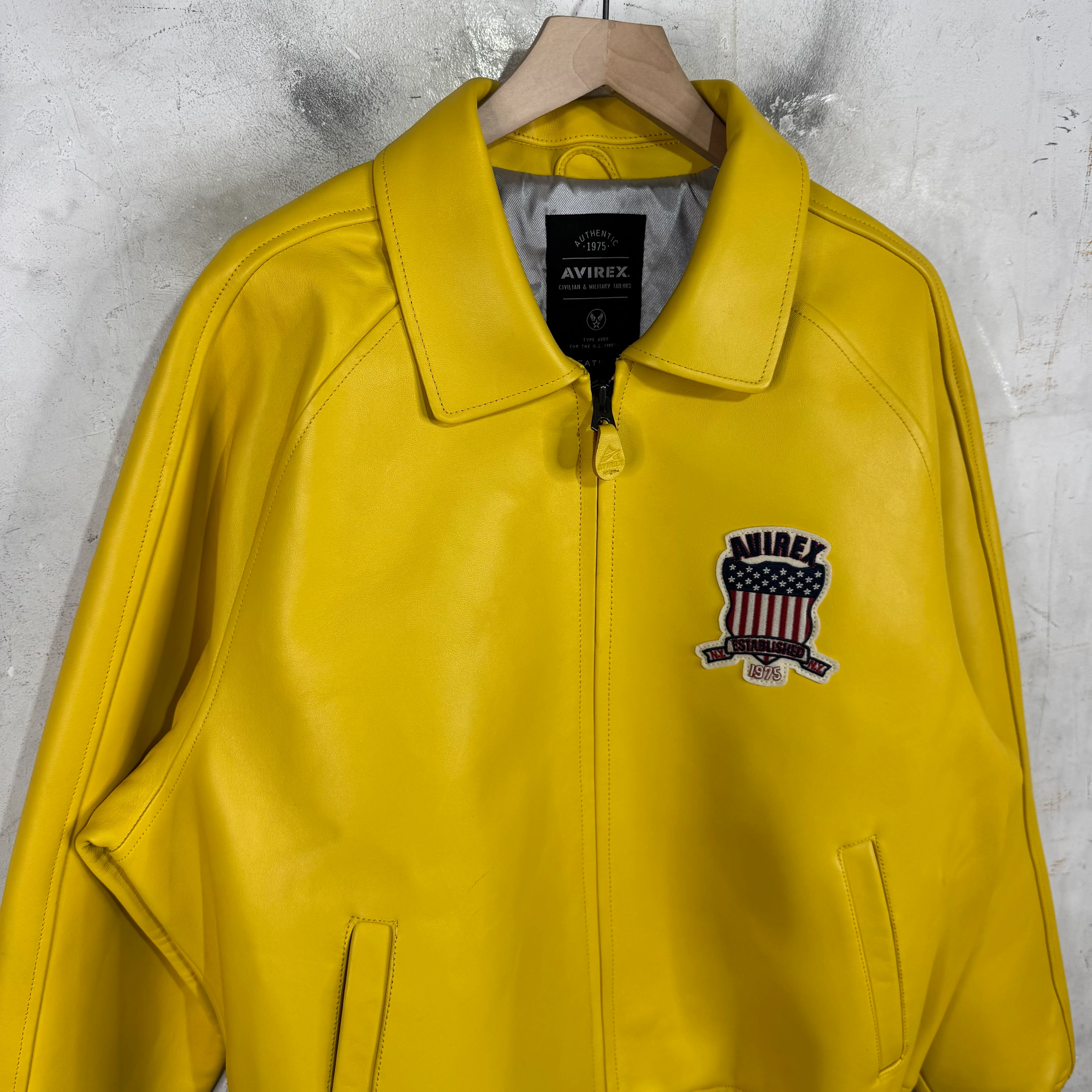 Avirex Yellow Leather Patch Jacket - Image 5