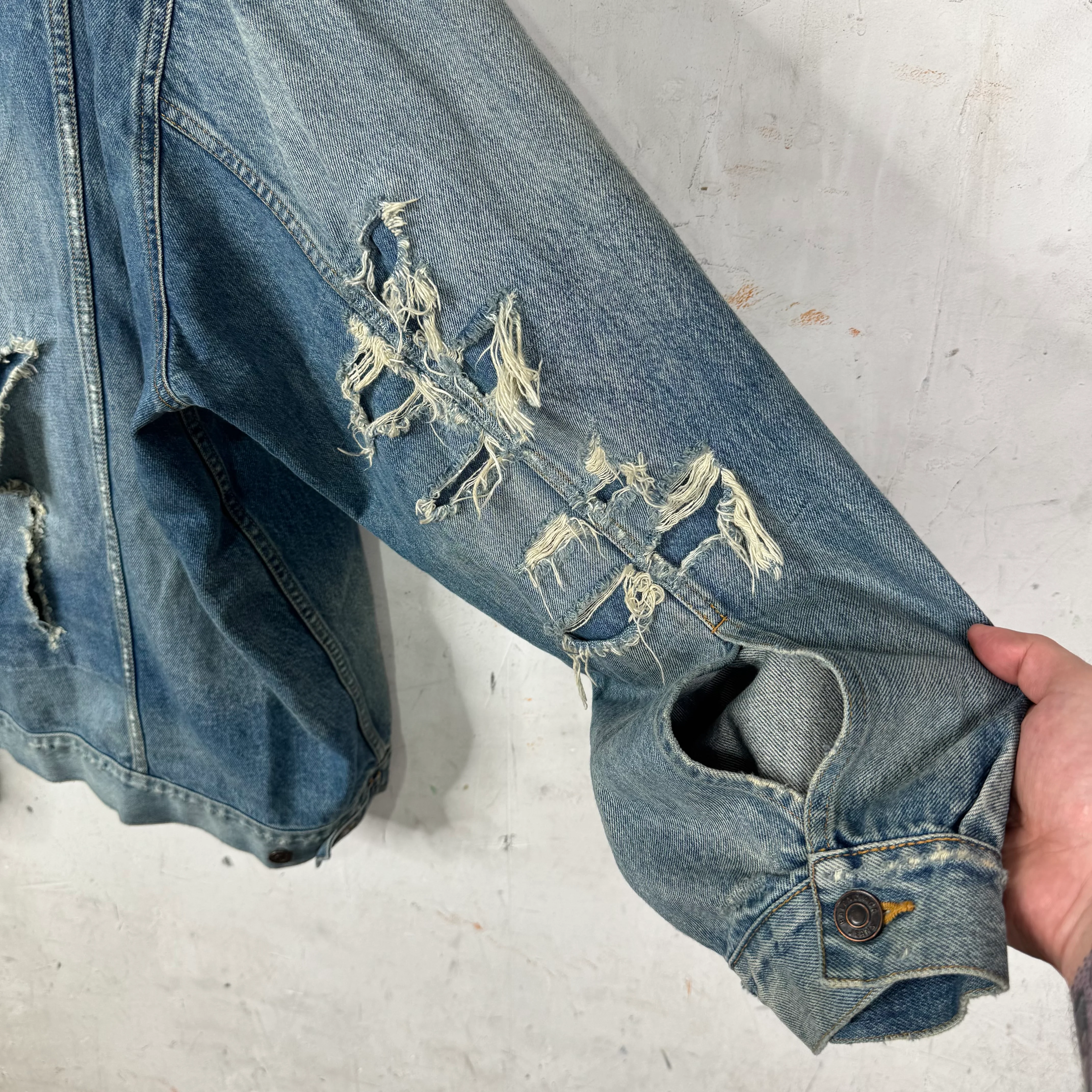 Balenciaga Distressed Skater Denim Jacket - Image 10