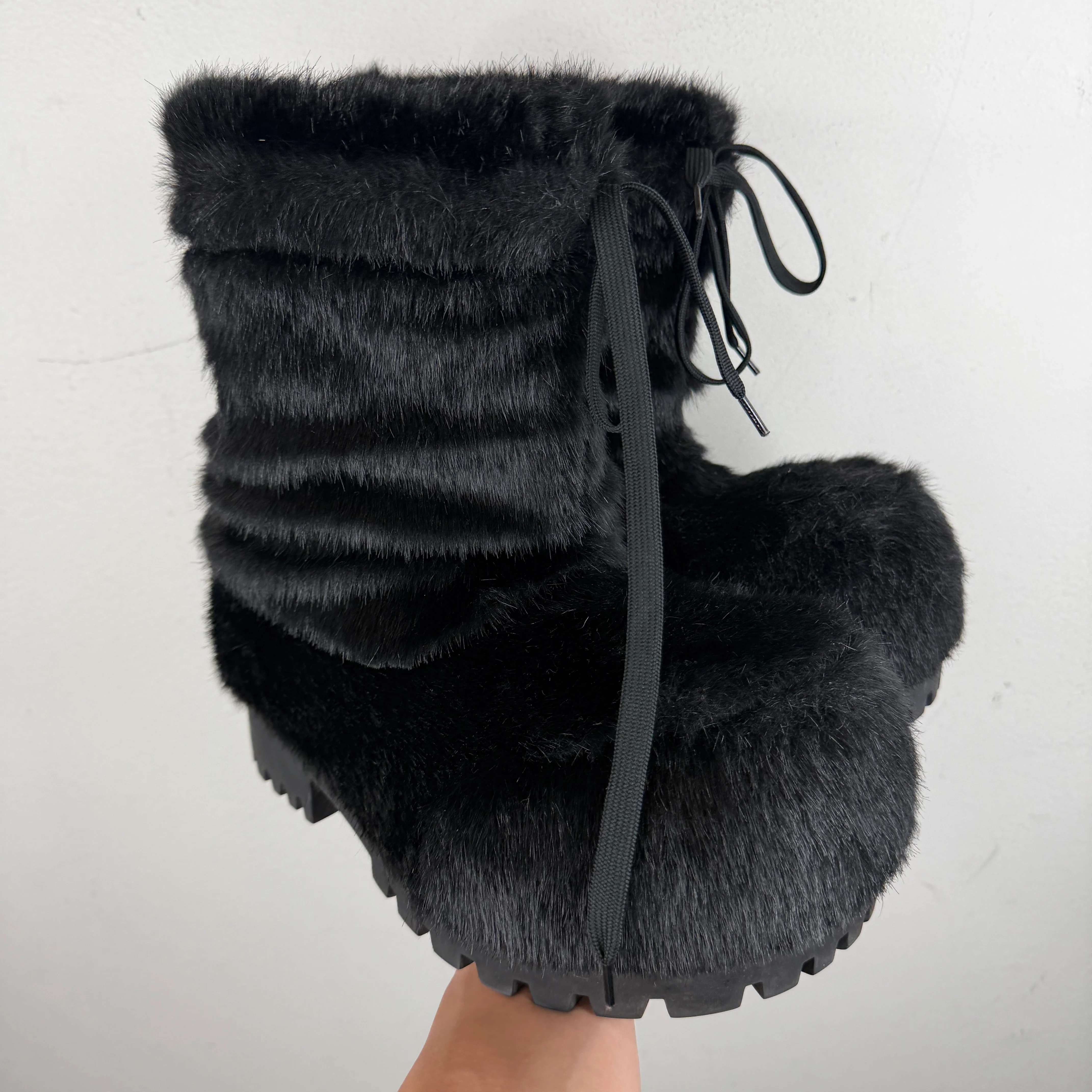 Balenciaga Black Furry Alaska Boots