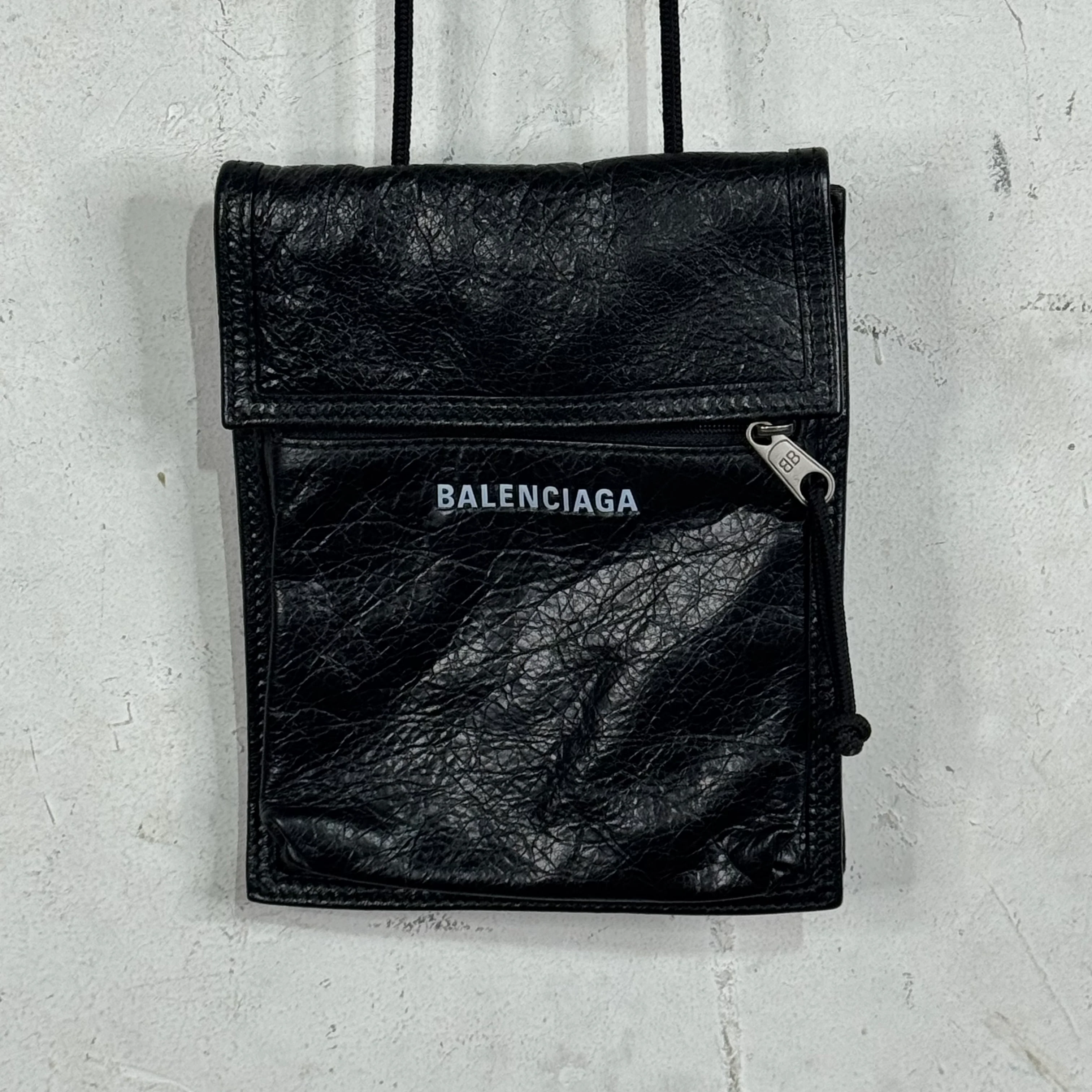 Balenciaga Leather Logo Side Pouched Messenger