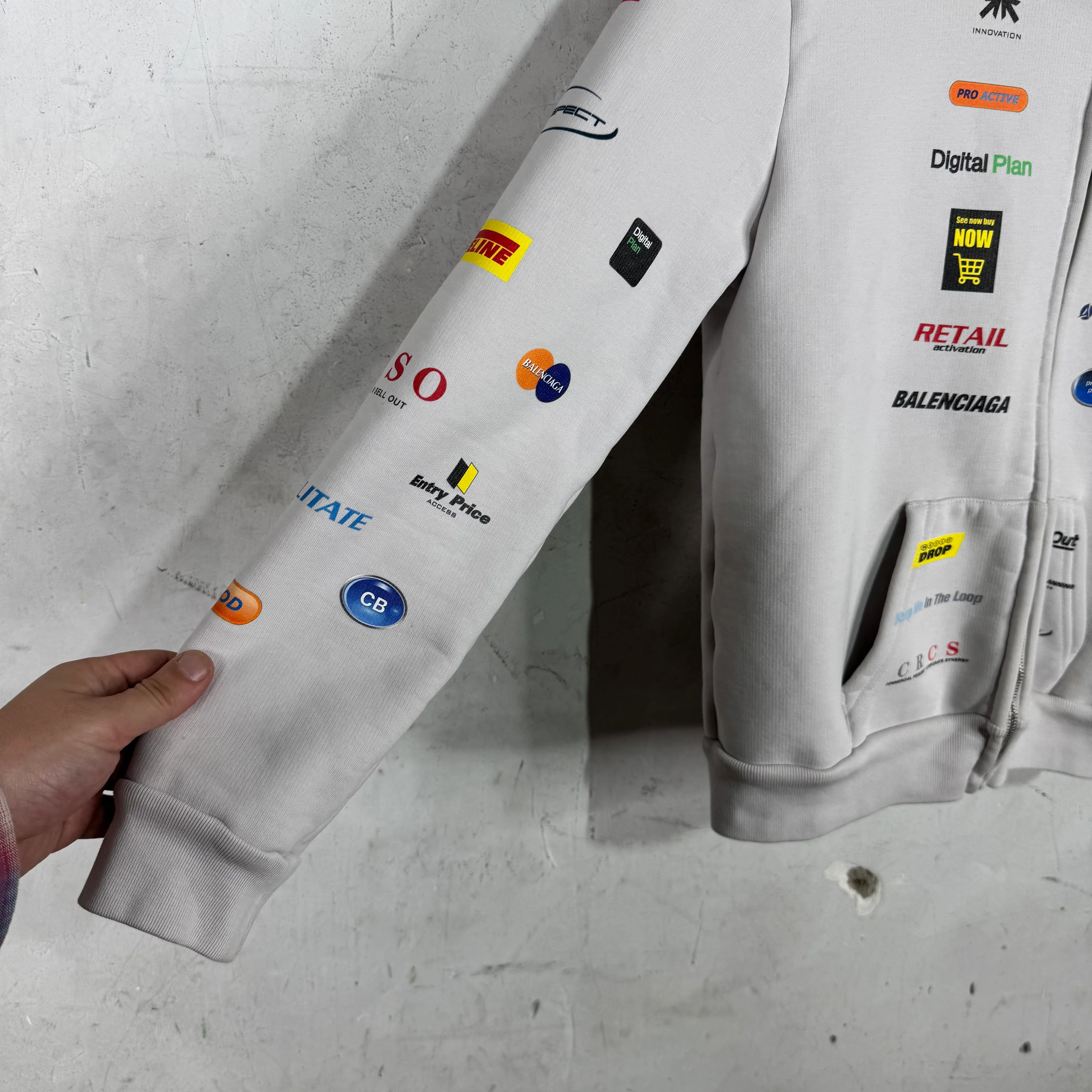 Balenciaga Multi Logo Shrunken Zip Hoodie - Image 7