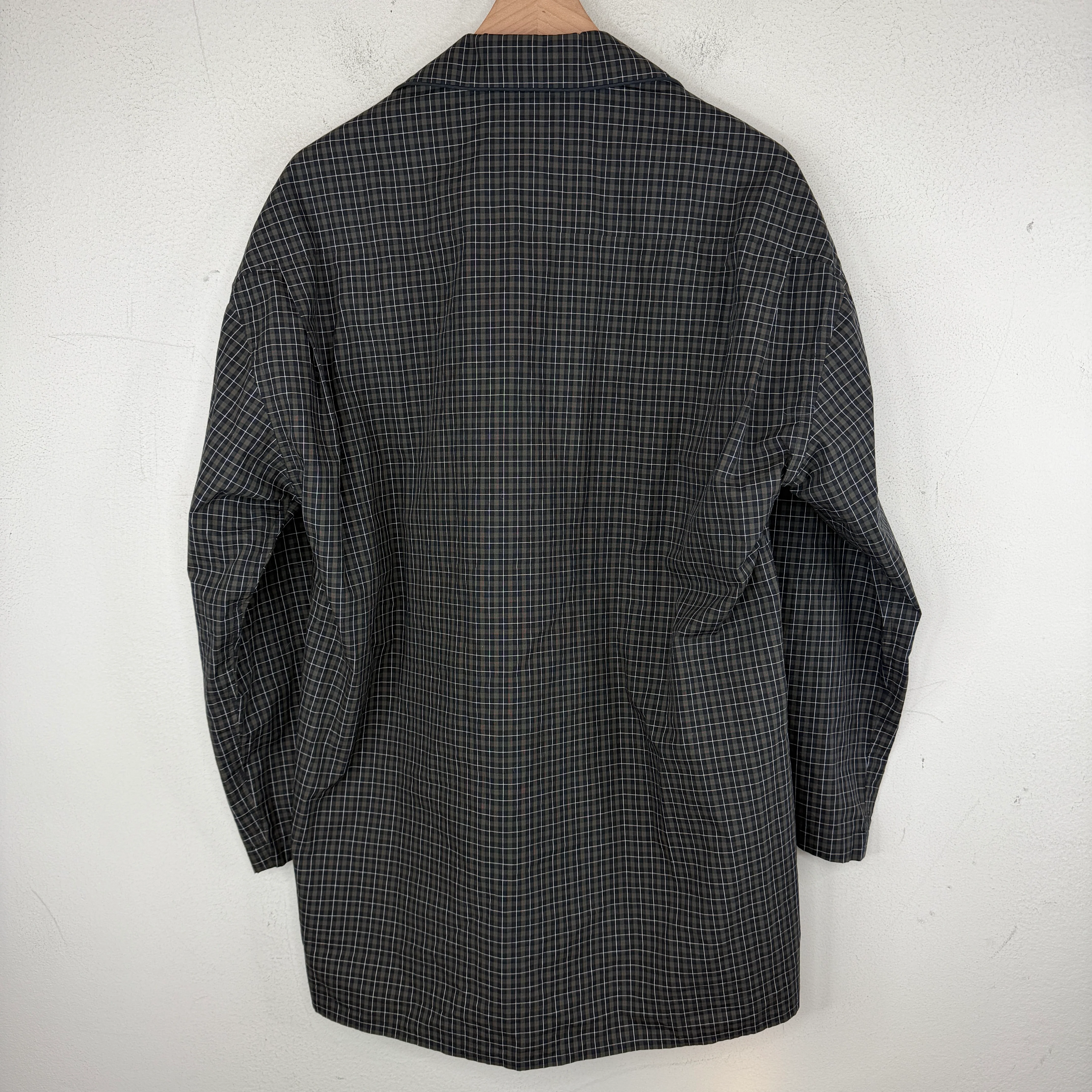 Balenciaga Olive Checkered Button Up Pajama Shirt - Image 2