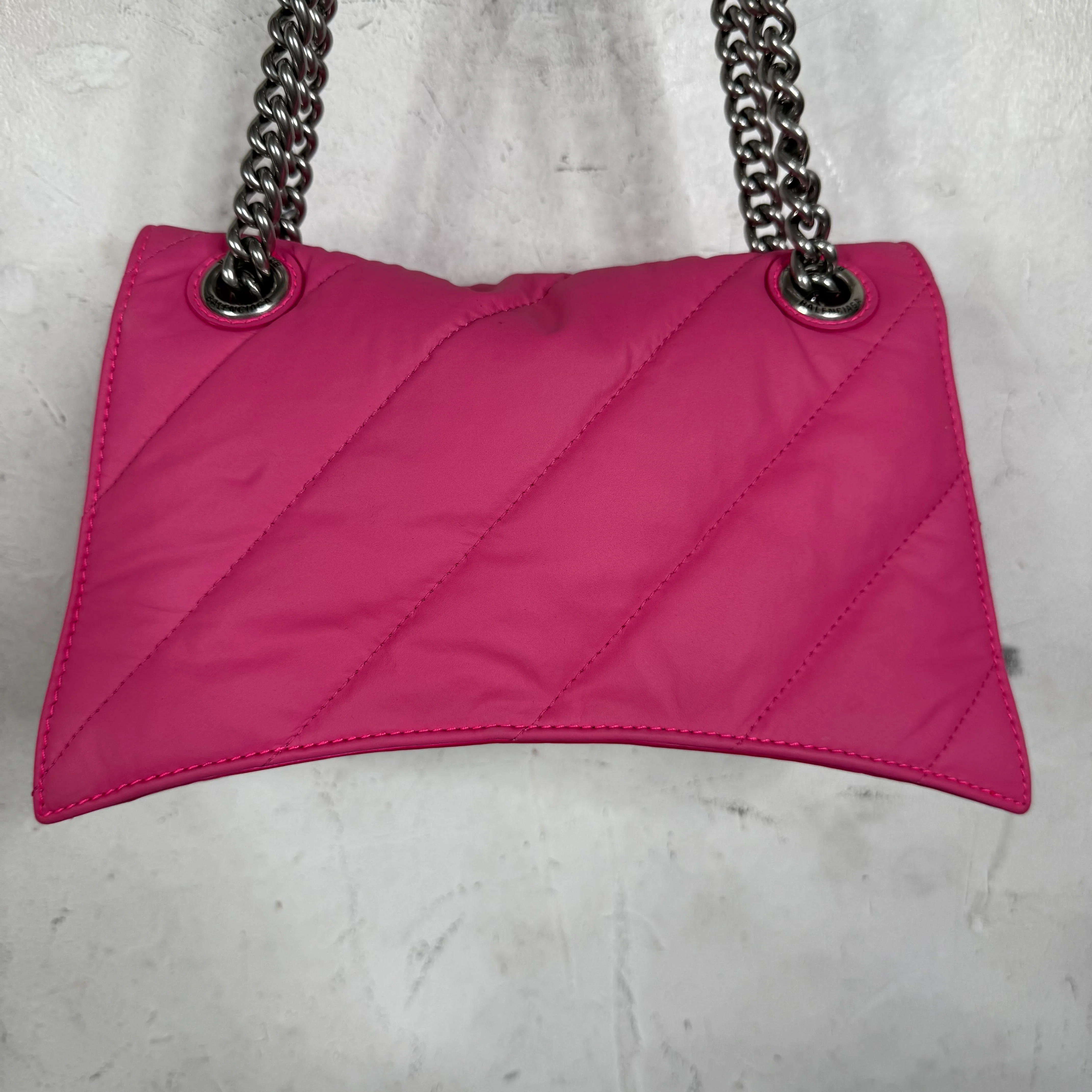 Balenciaga Pink Hourglass Puffy Chained Purse - Image 3