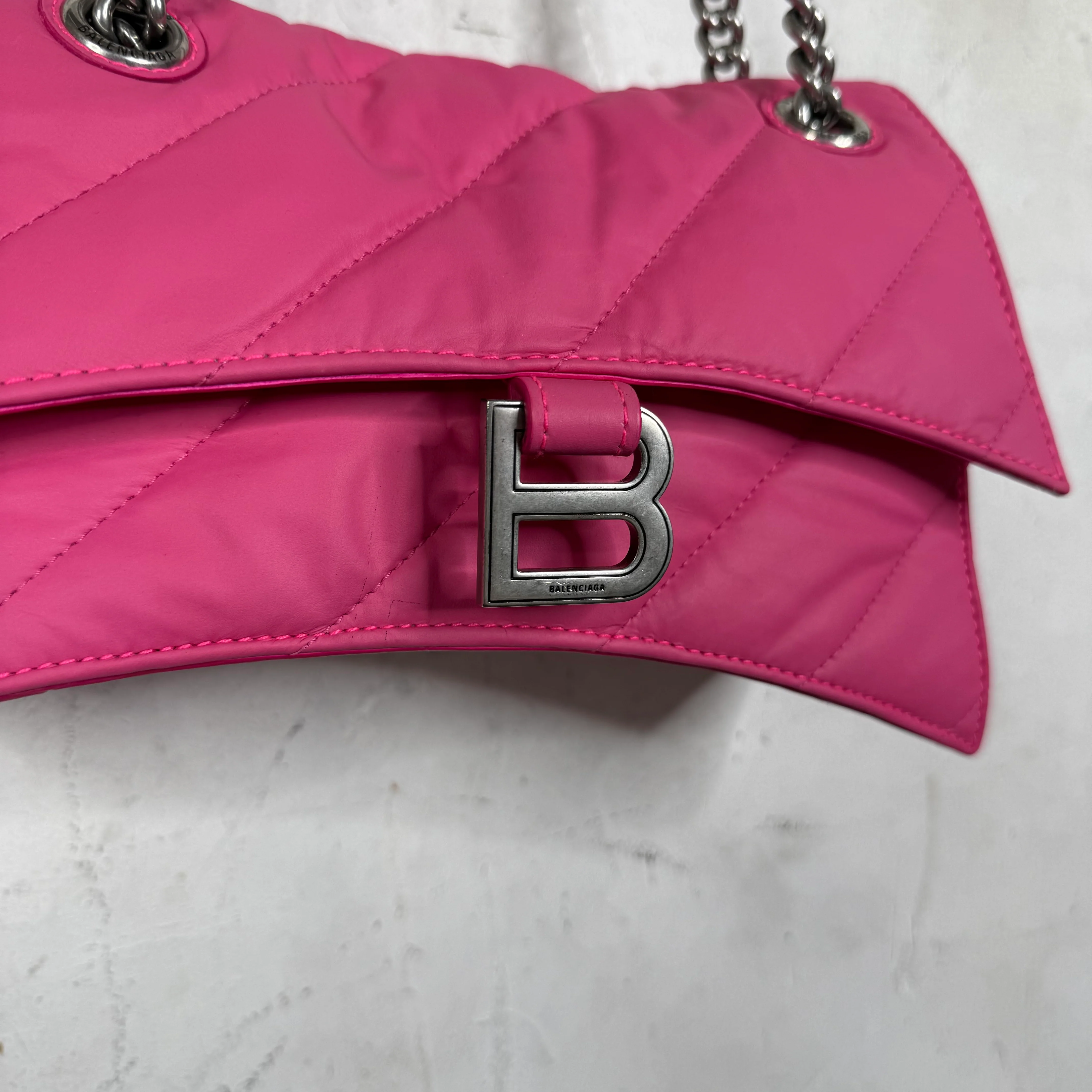 Balenciaga Pink Hourglass Puffy Chained Purse - Image 5