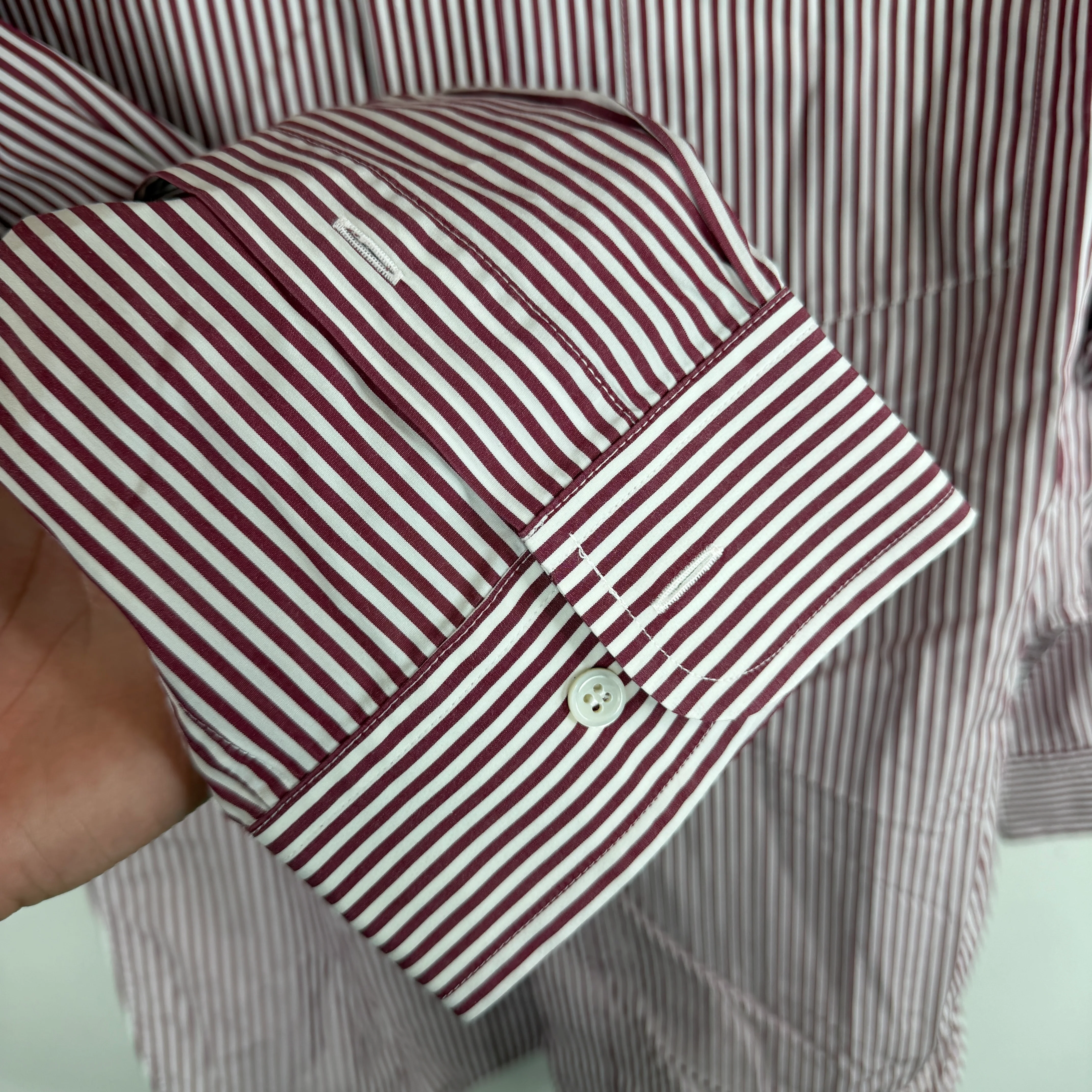 Balenciaga Red Striped Button Up Shirt - Image 5