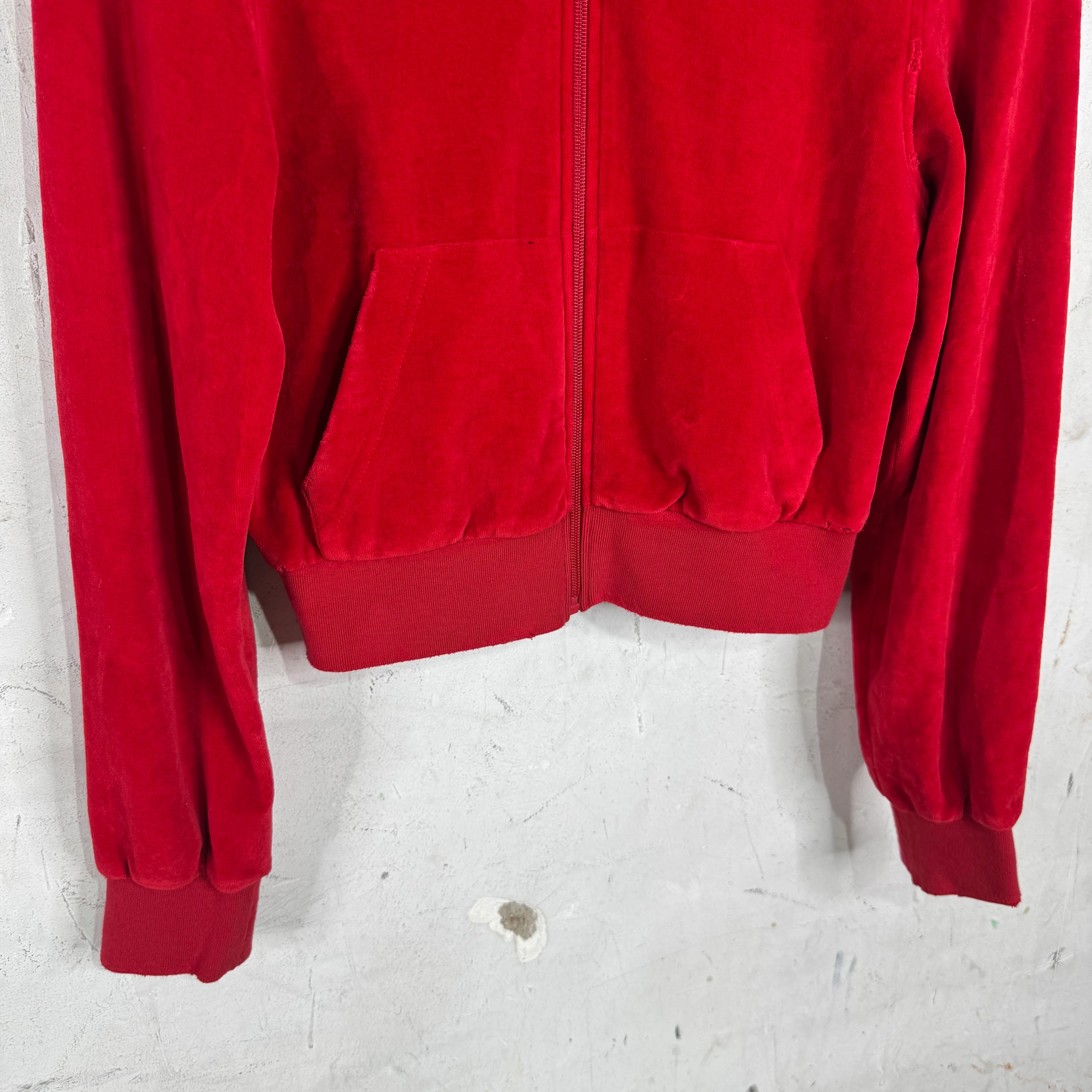 Balenciaga Rhinestoned Distressed Velvet Zip Up Hoodie - Image 5