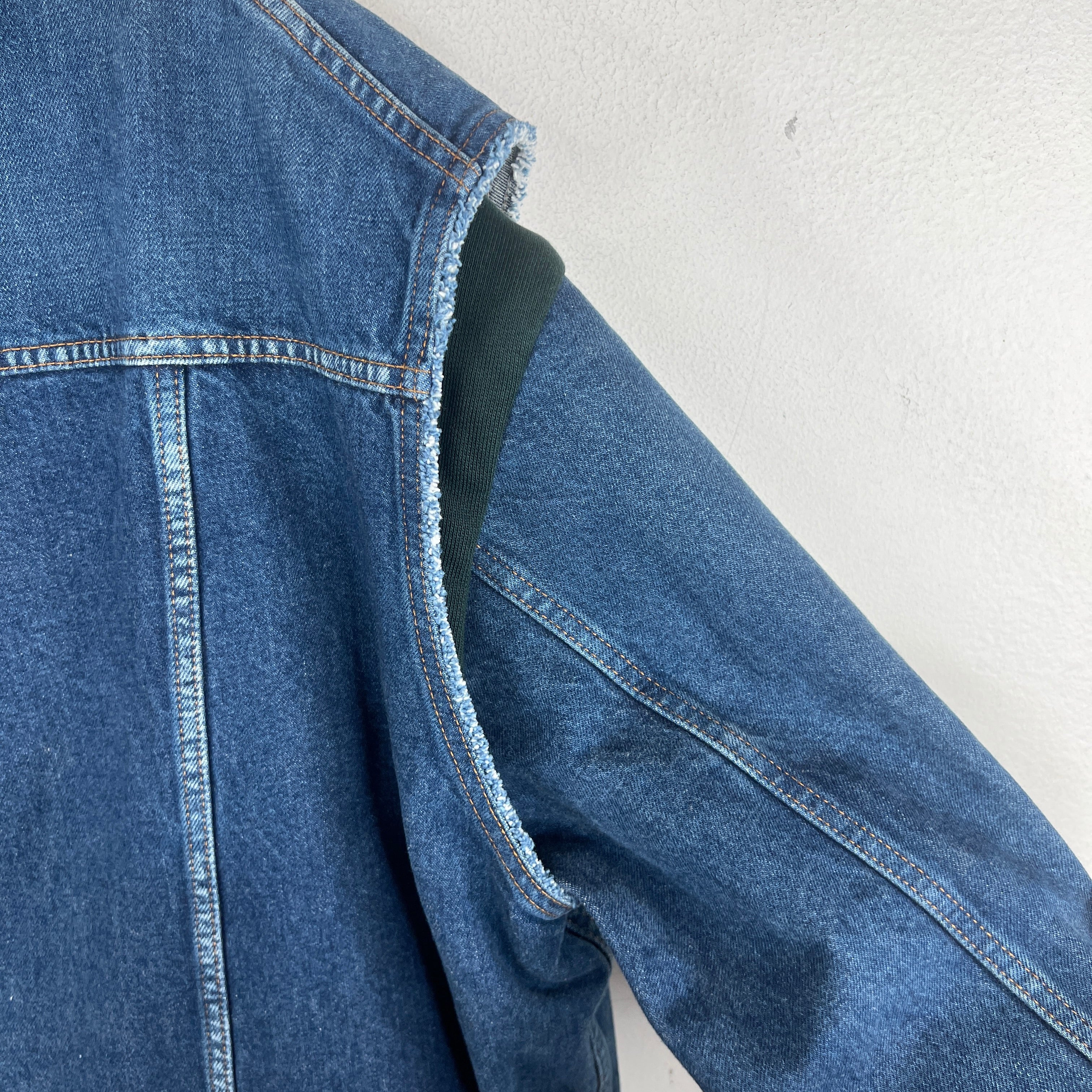 Balenciaga Blue/Green Twinset Hooded Denim Jacket - Image 12