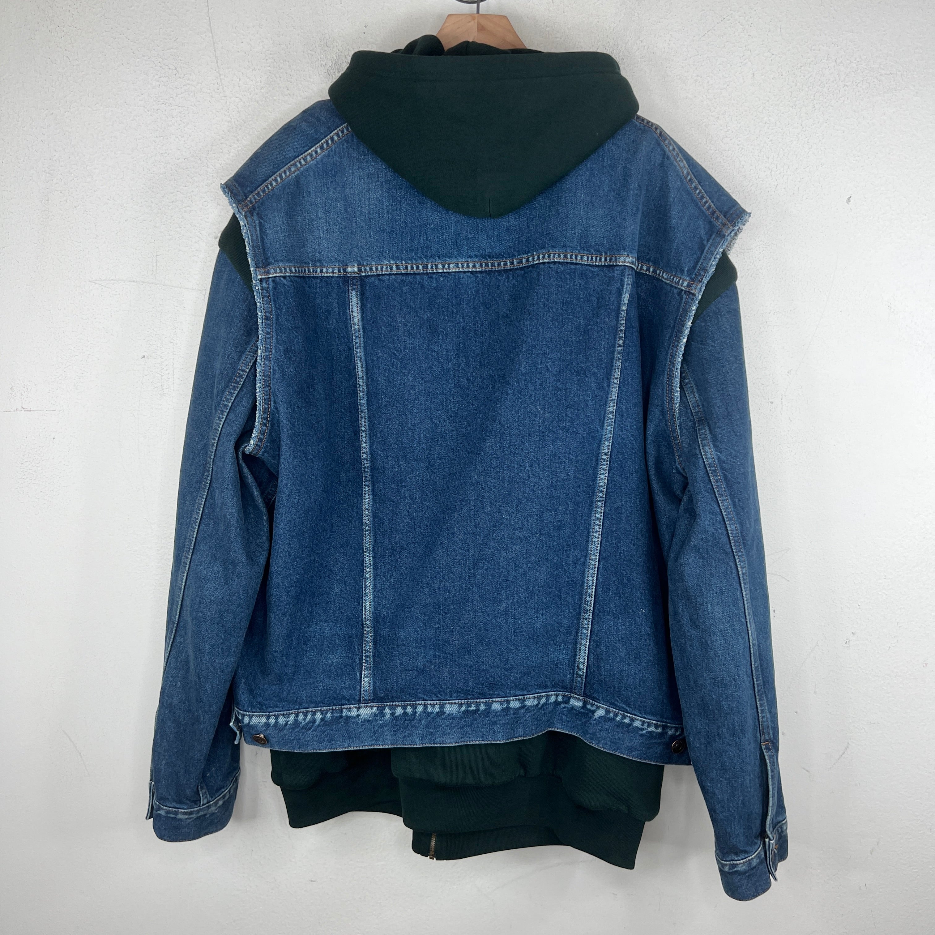 Balenciaga Blue/Green Twinset Hooded Denim Jacket - Image 2