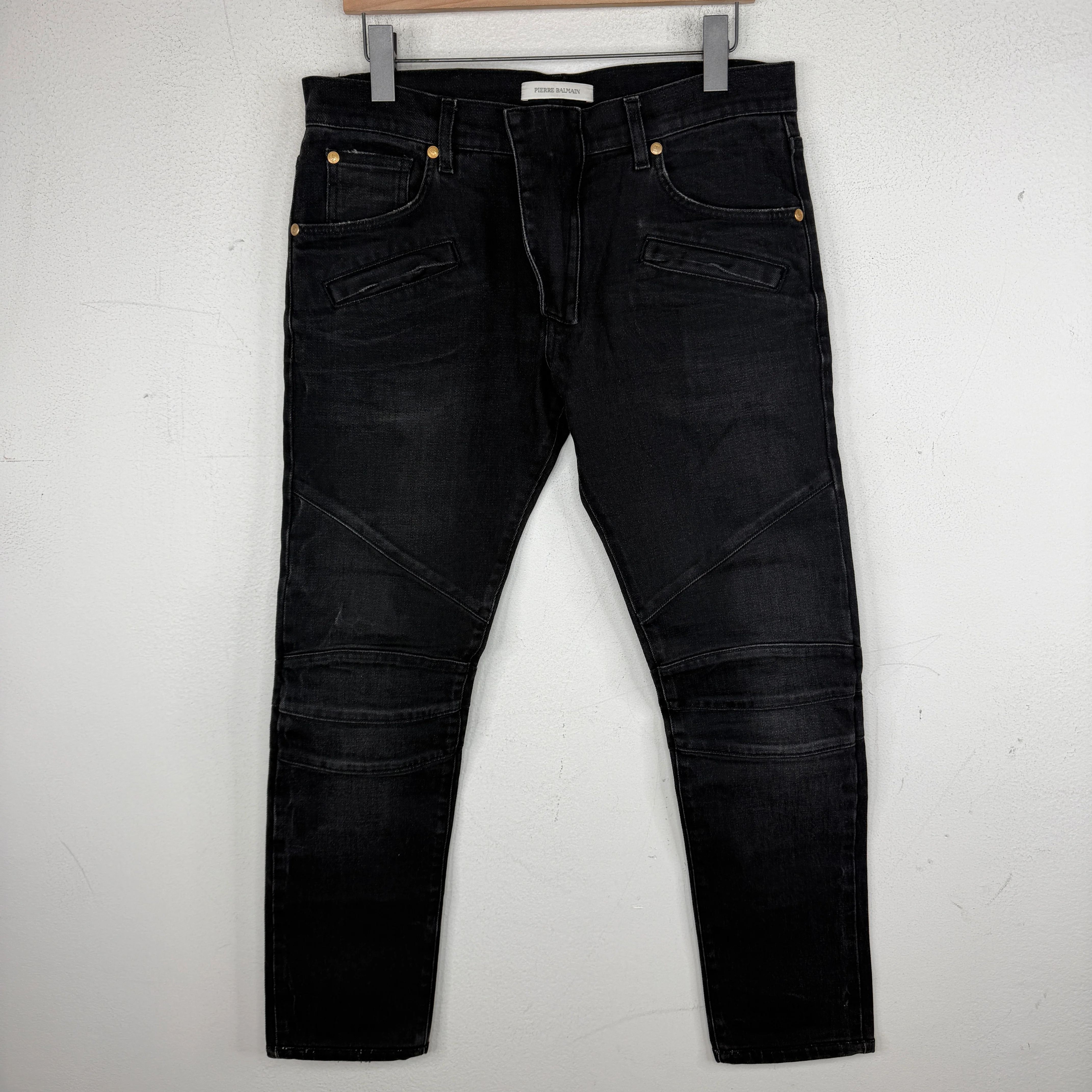 Pierre Balmain Black Skinny Biker Jeans