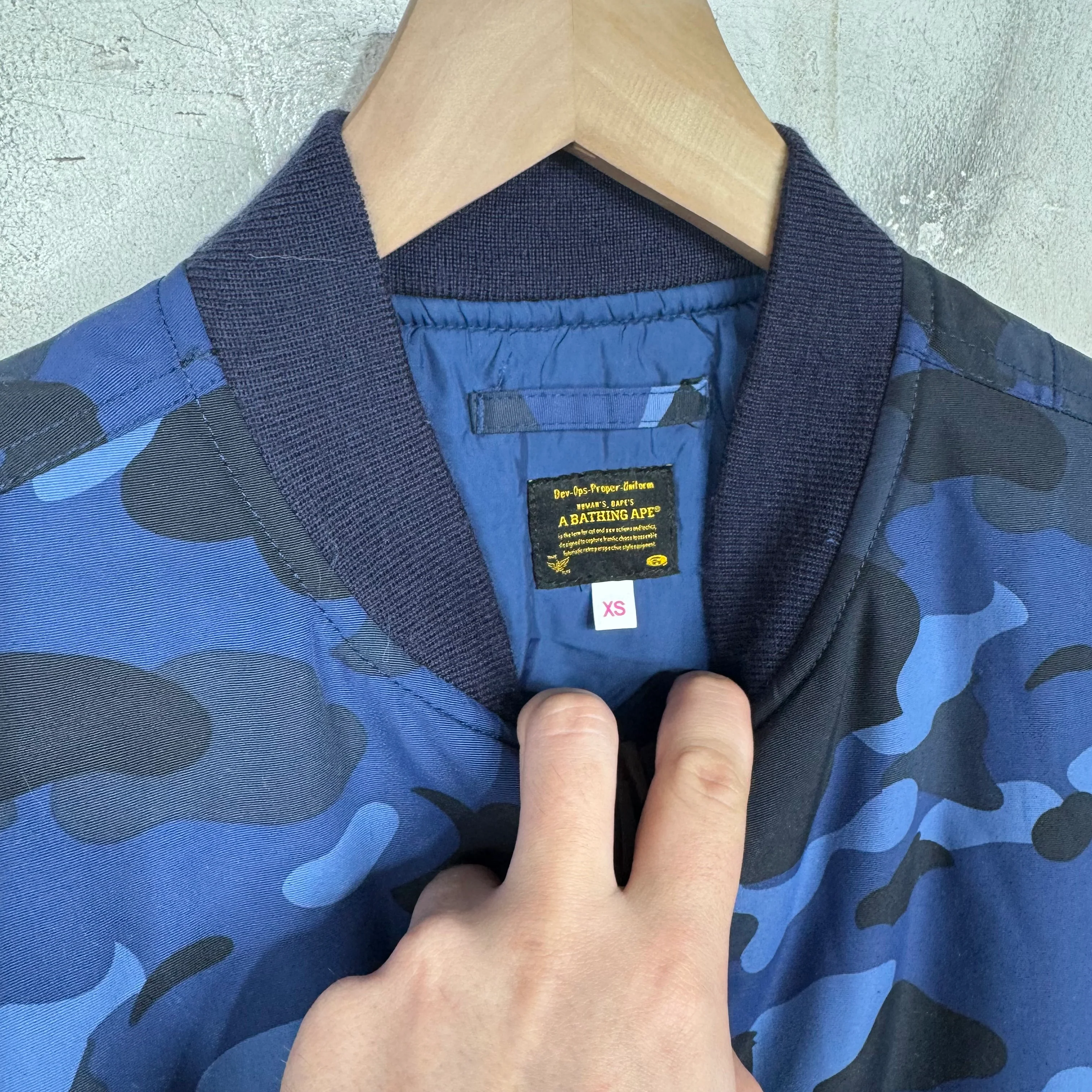 Bape Blue Camo Shark Bomber Jacket - Image 3