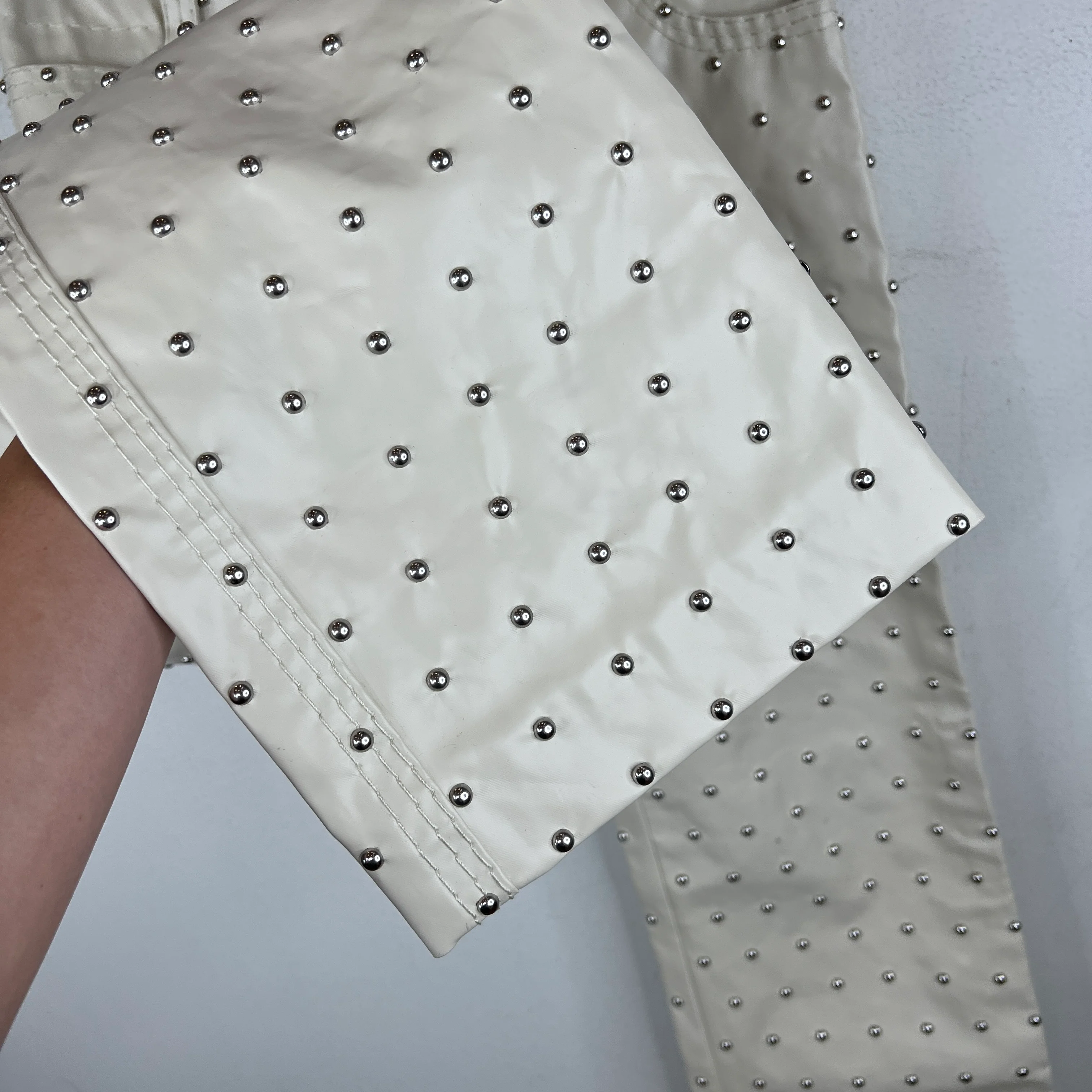 Bottega Veneta Cream Studded Pants - Image 5