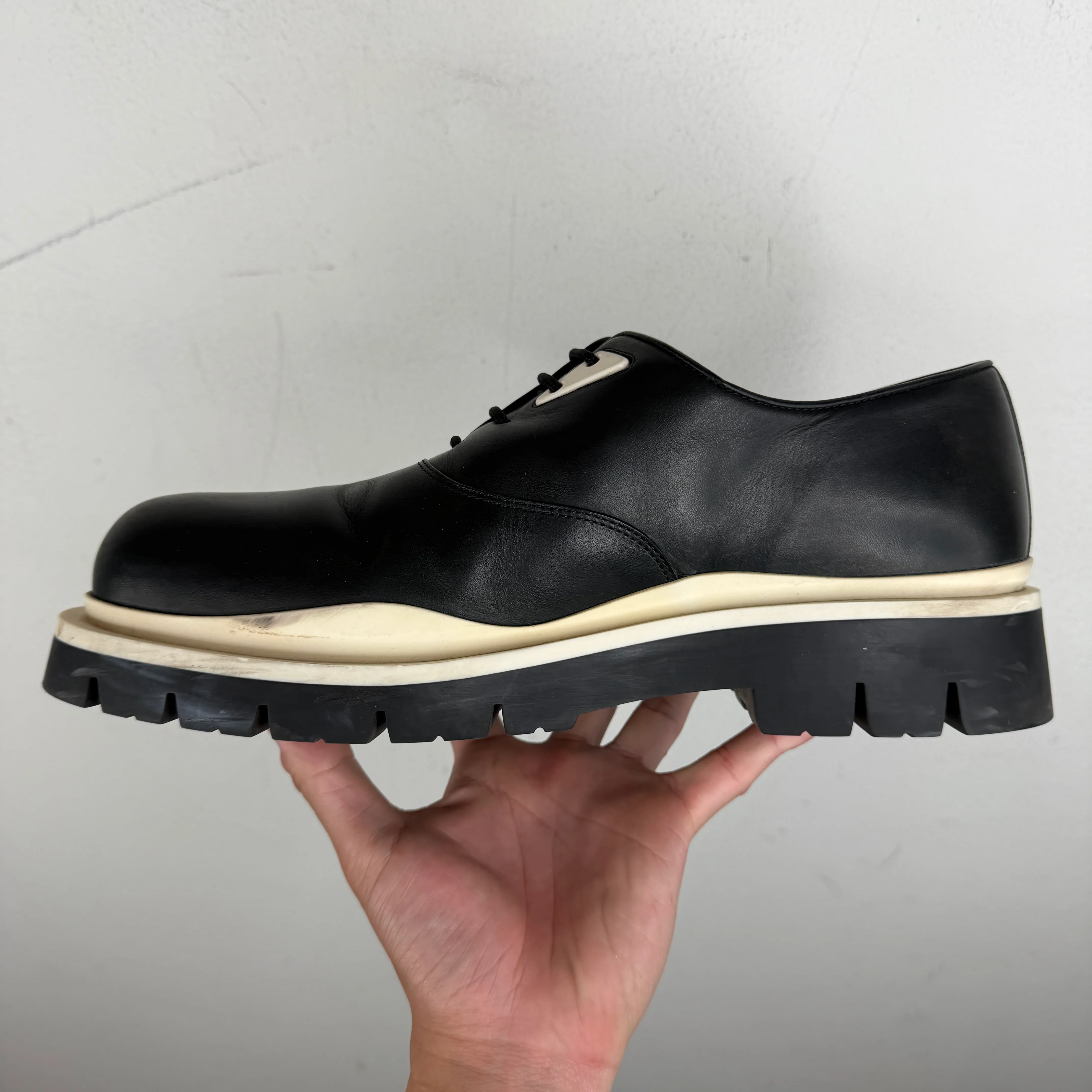 Bottega Veneta White/Black Tire Derby - Image 4