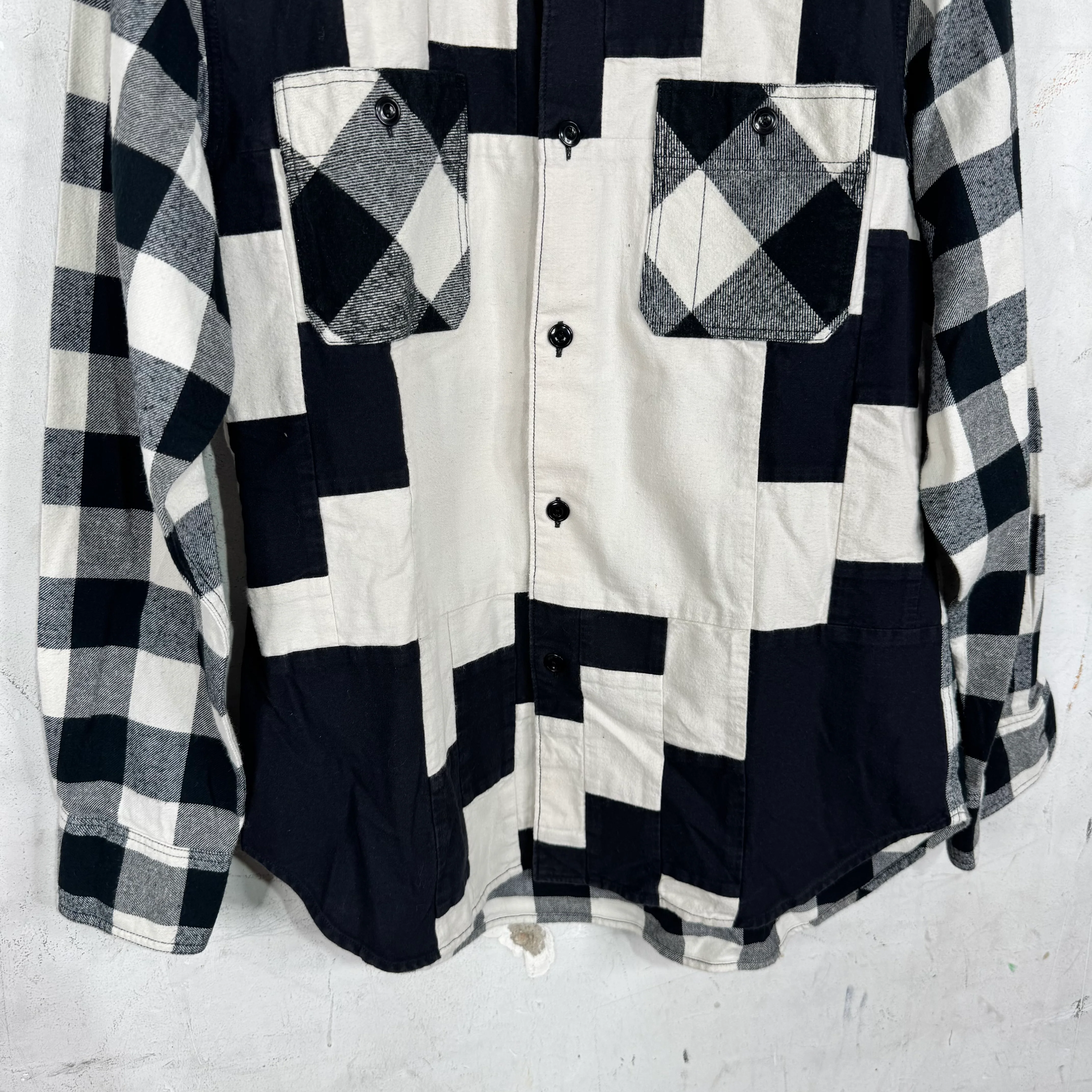 CDG Ganryu White/Black Patchwork Button Up - Image 6
