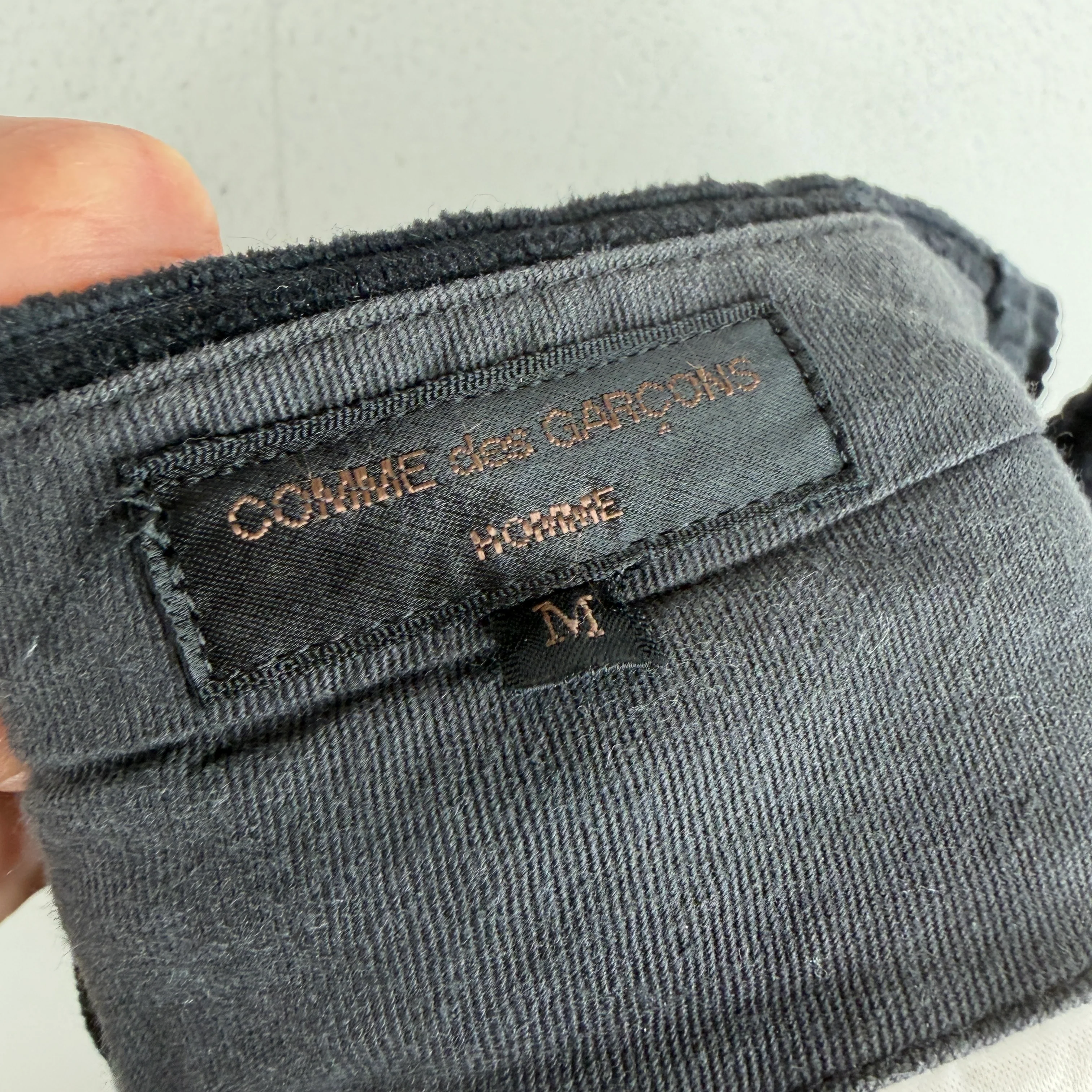 CDG Homme Black Corduroy Trousers - Image 3