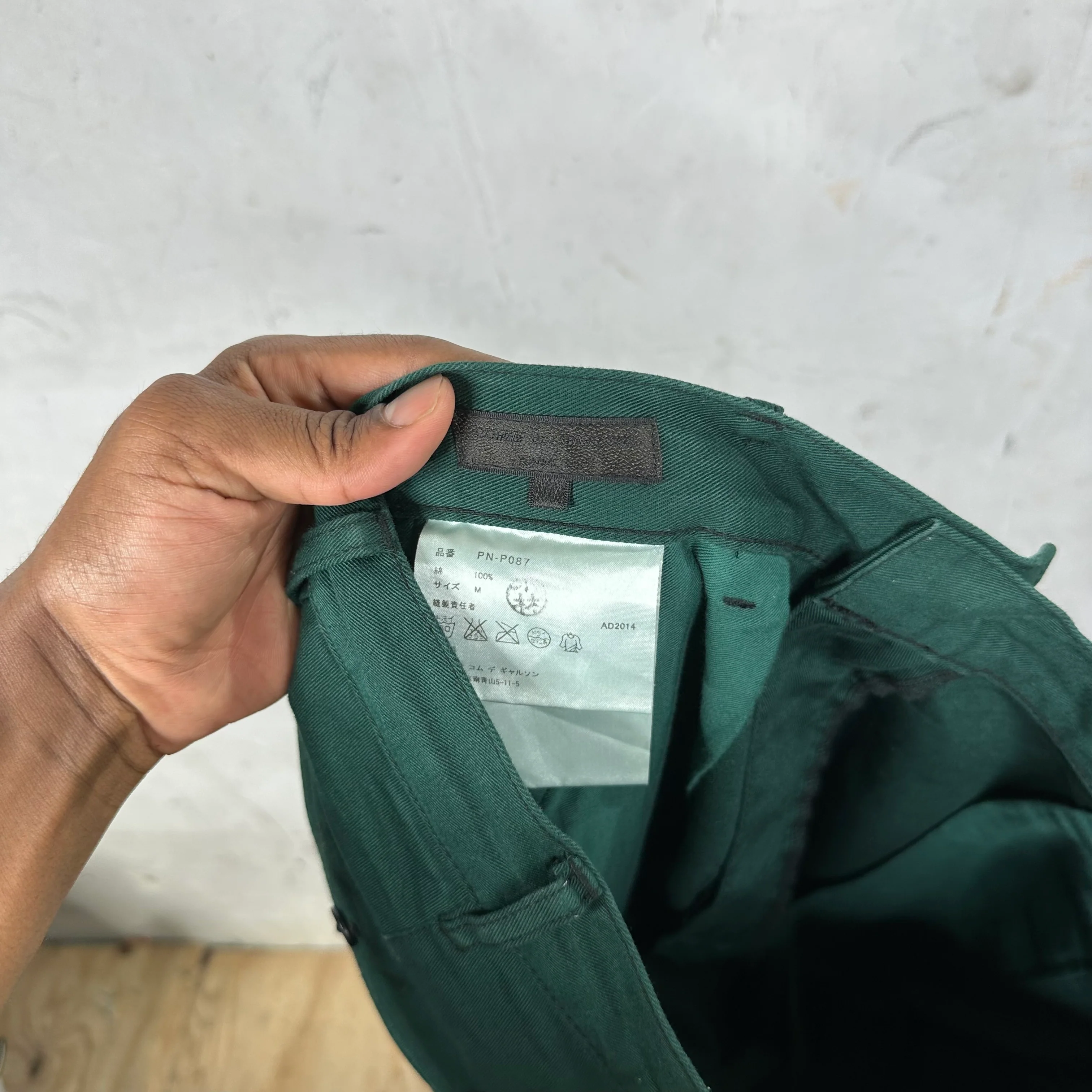 CDG Homme Washed Green Trousers - Image 3