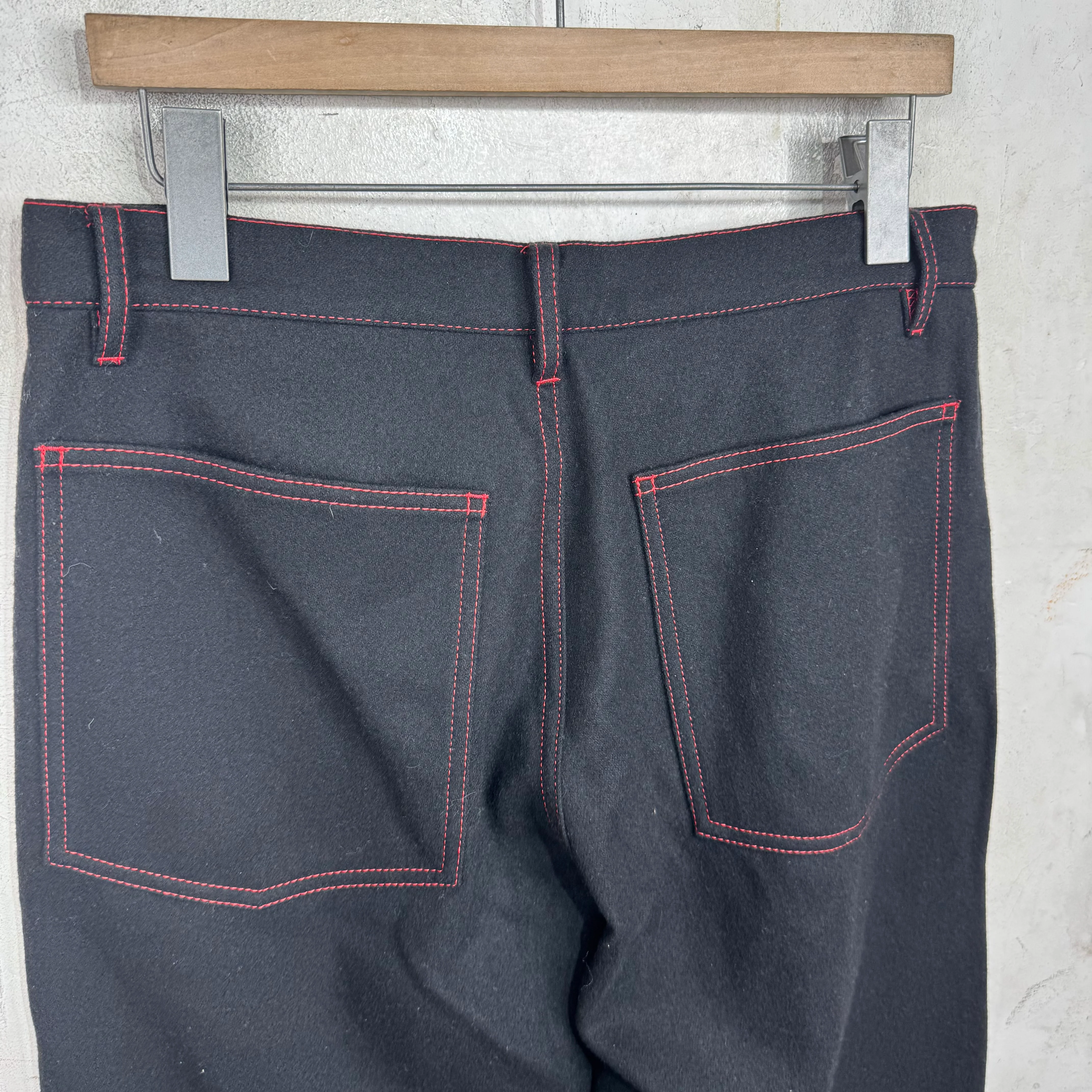 CDG Knee Paneled Black Wool Trousers - Image 7