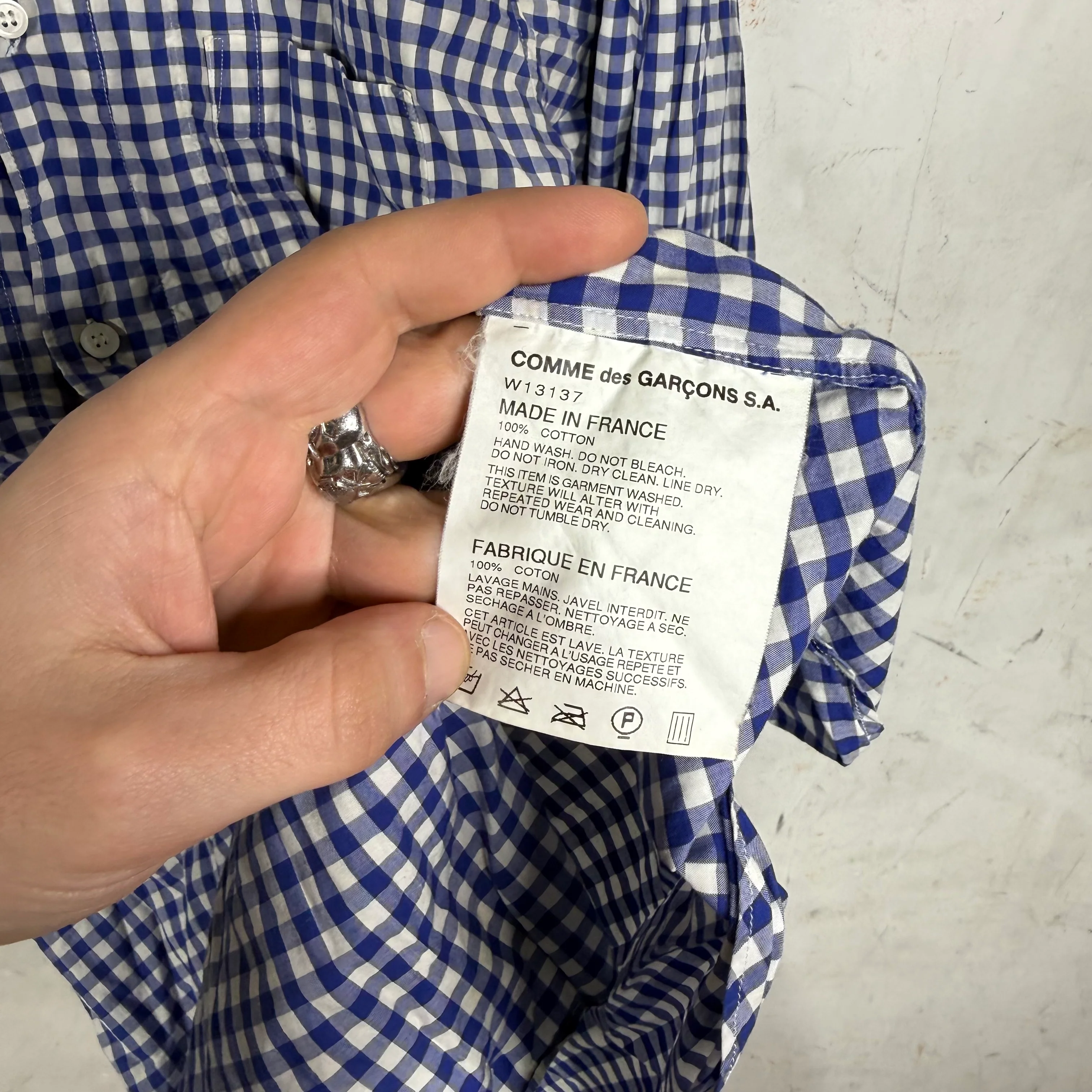 CDG Plaid Pleated Button-Up Shirt - Image 4