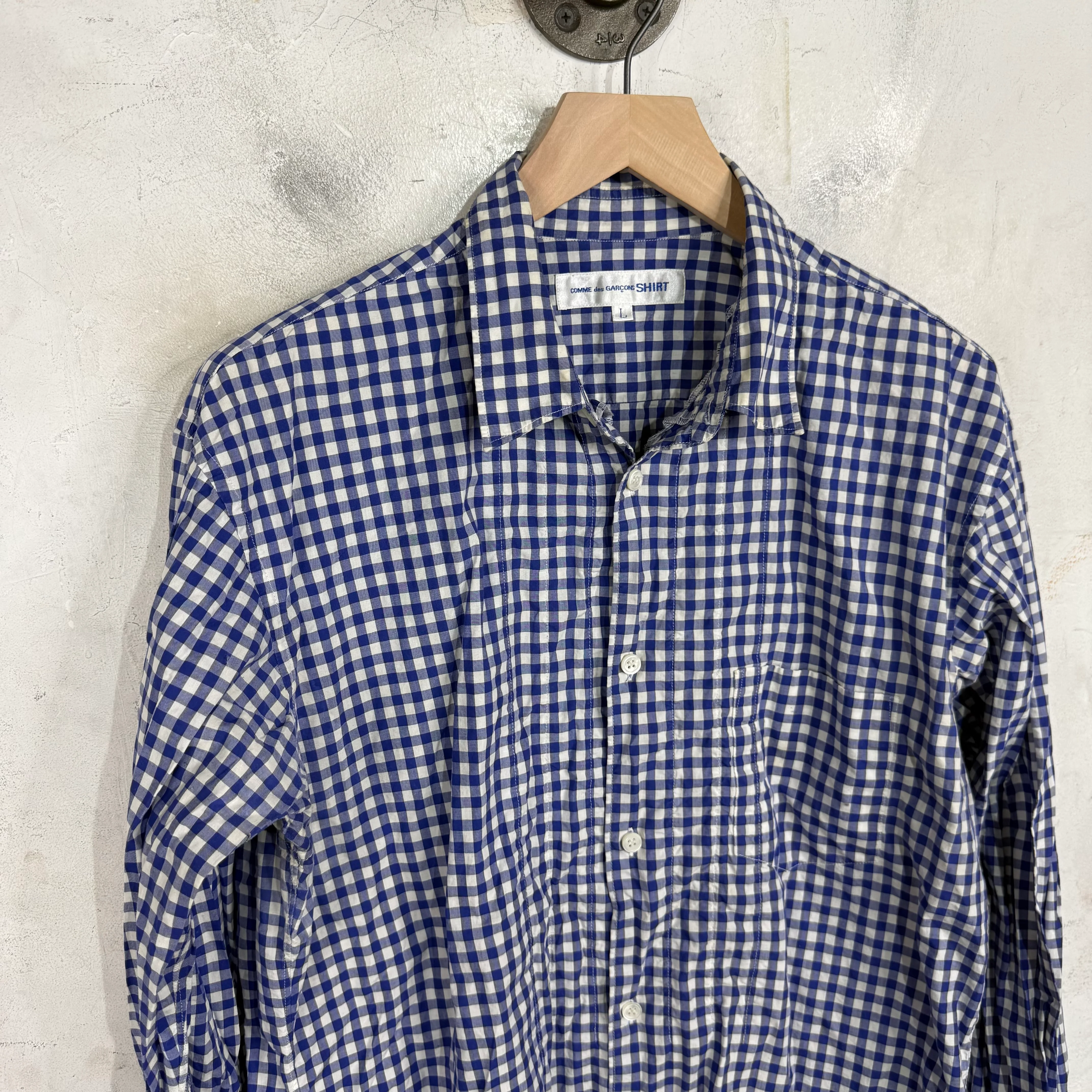 CDG Plaid Pleated Button-Up Shirt - Image 6