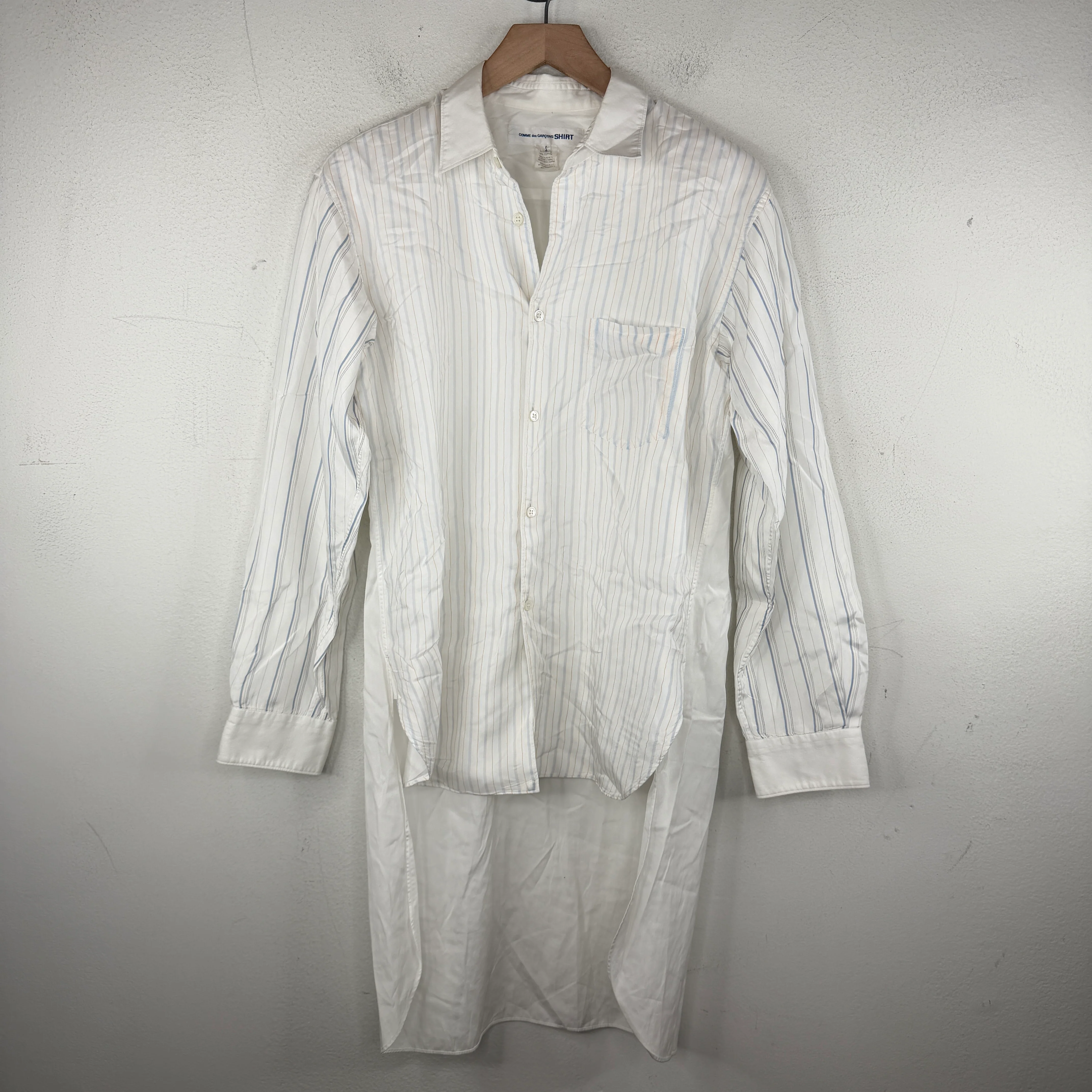 CDG White Striped Button Up Shirt