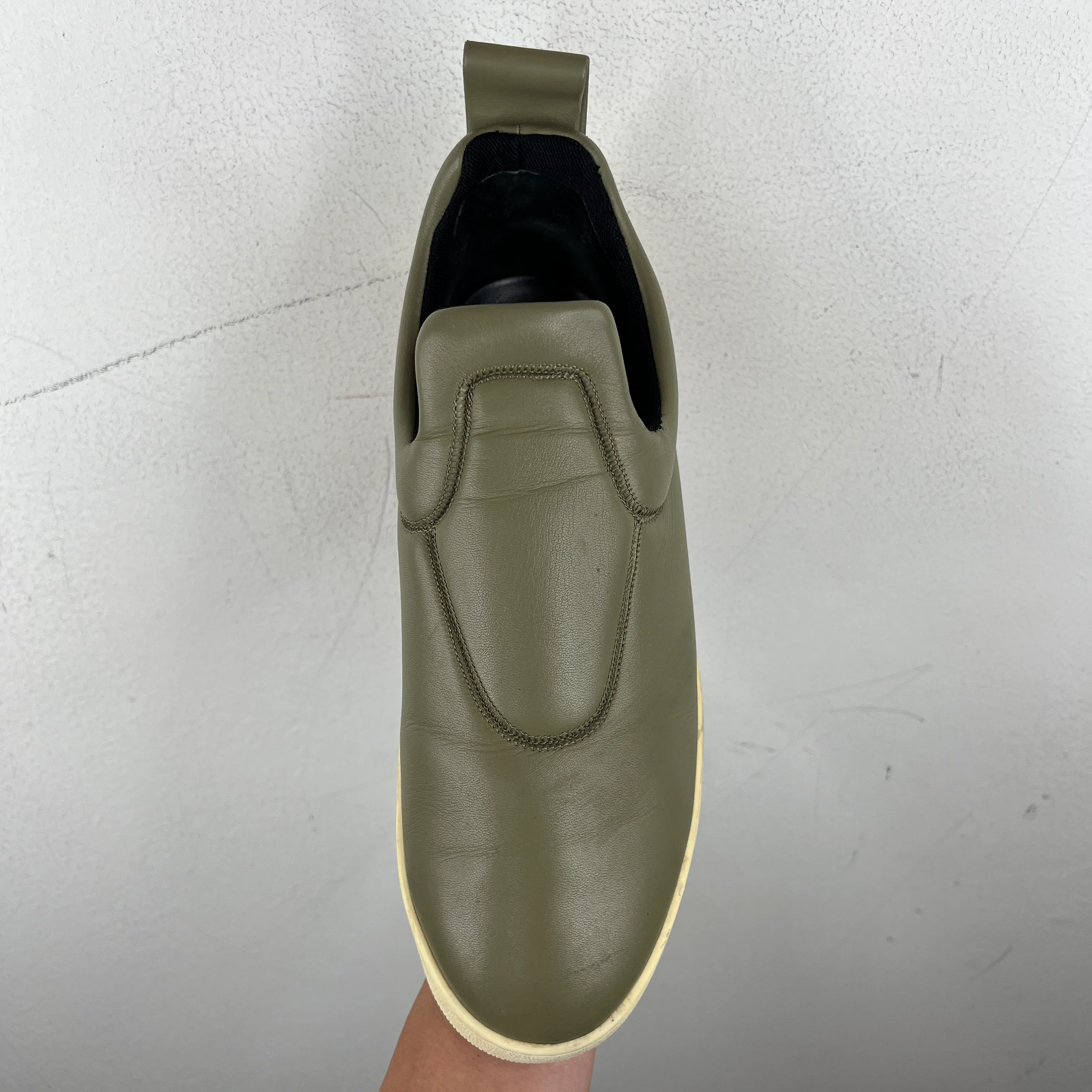 Celine Olive Leather Slip On Sneakers - Image 10