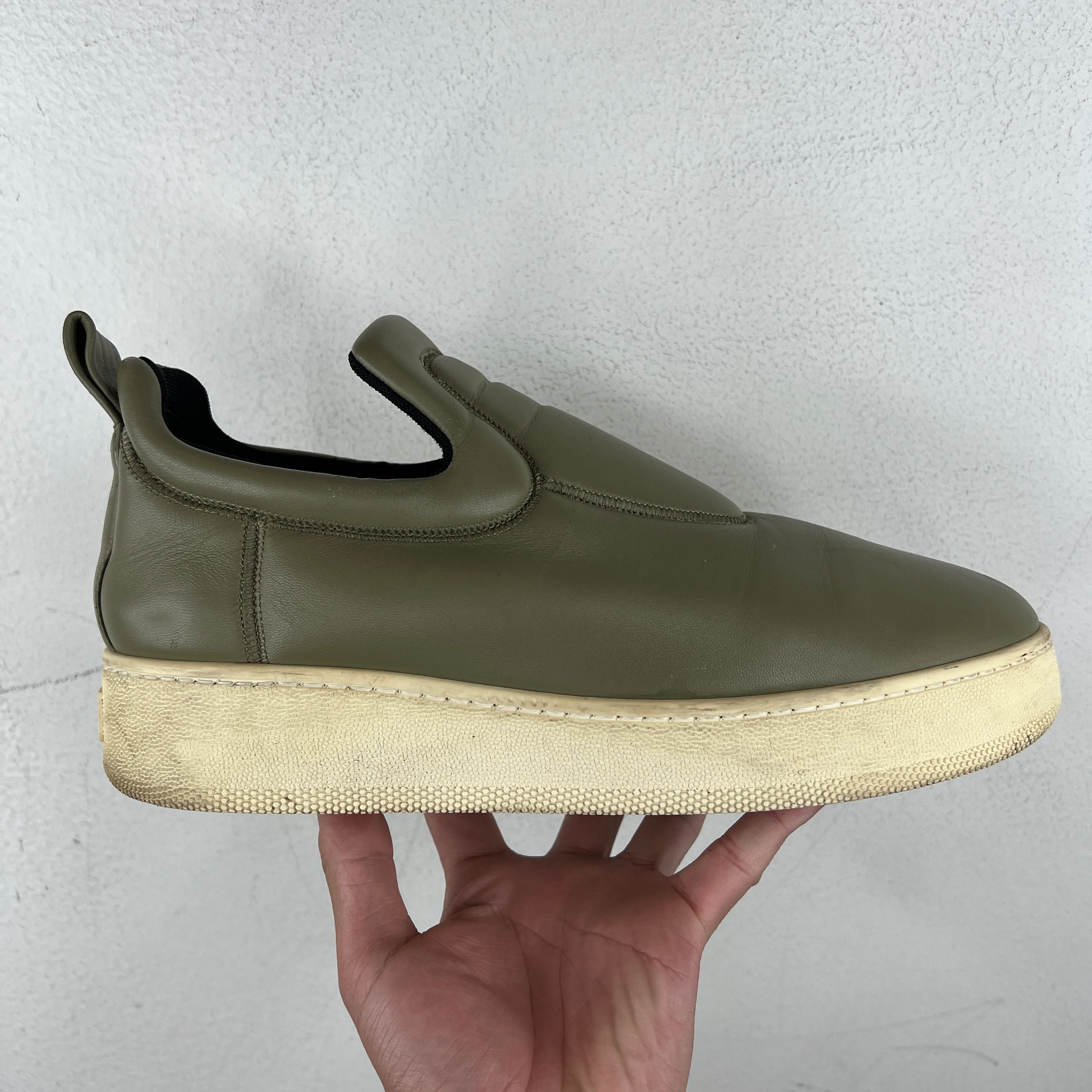 Celine Olive Leather Slip On Sneakers - Image 2