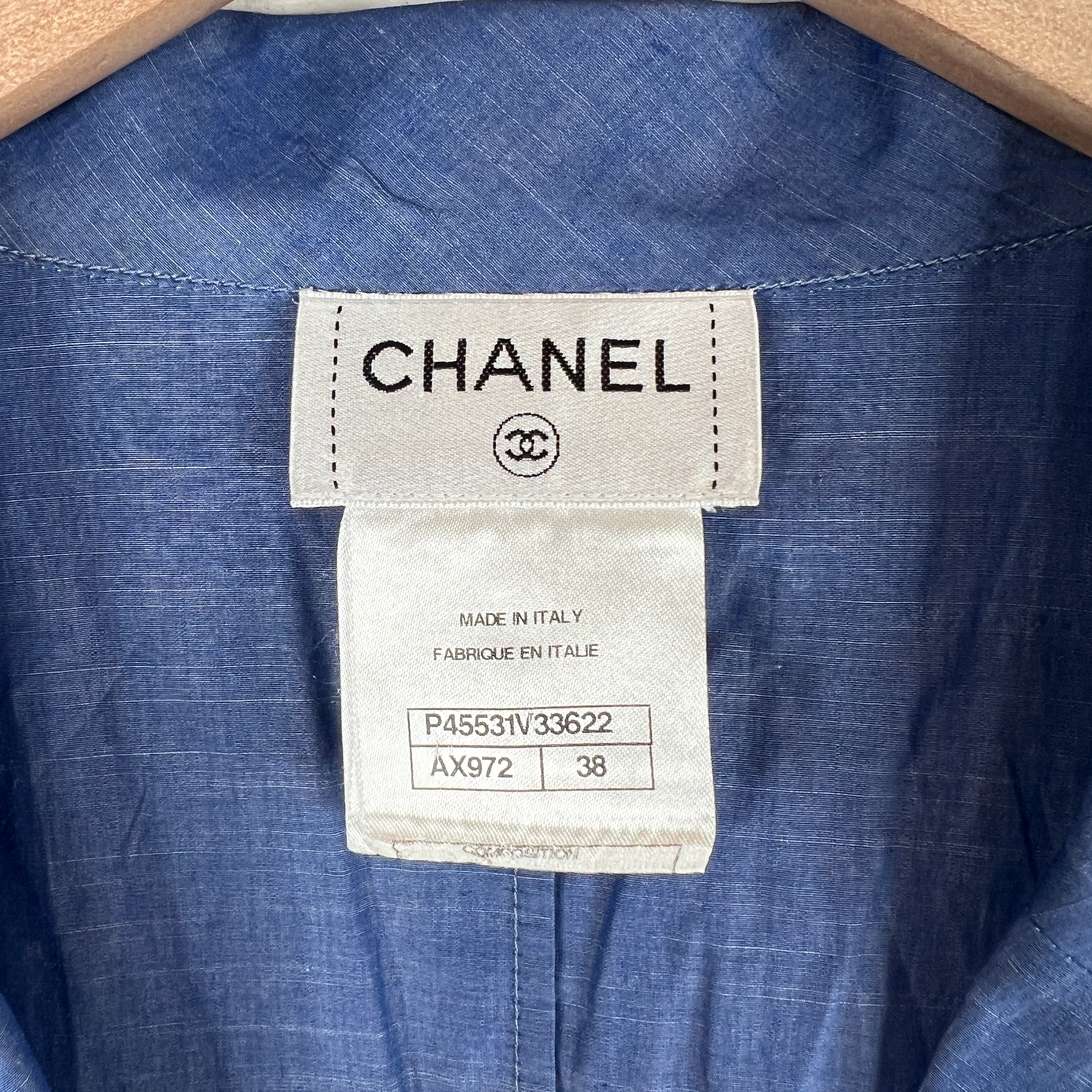 Chanel Blue Button Up Thin Blazer Jacket - Image 3