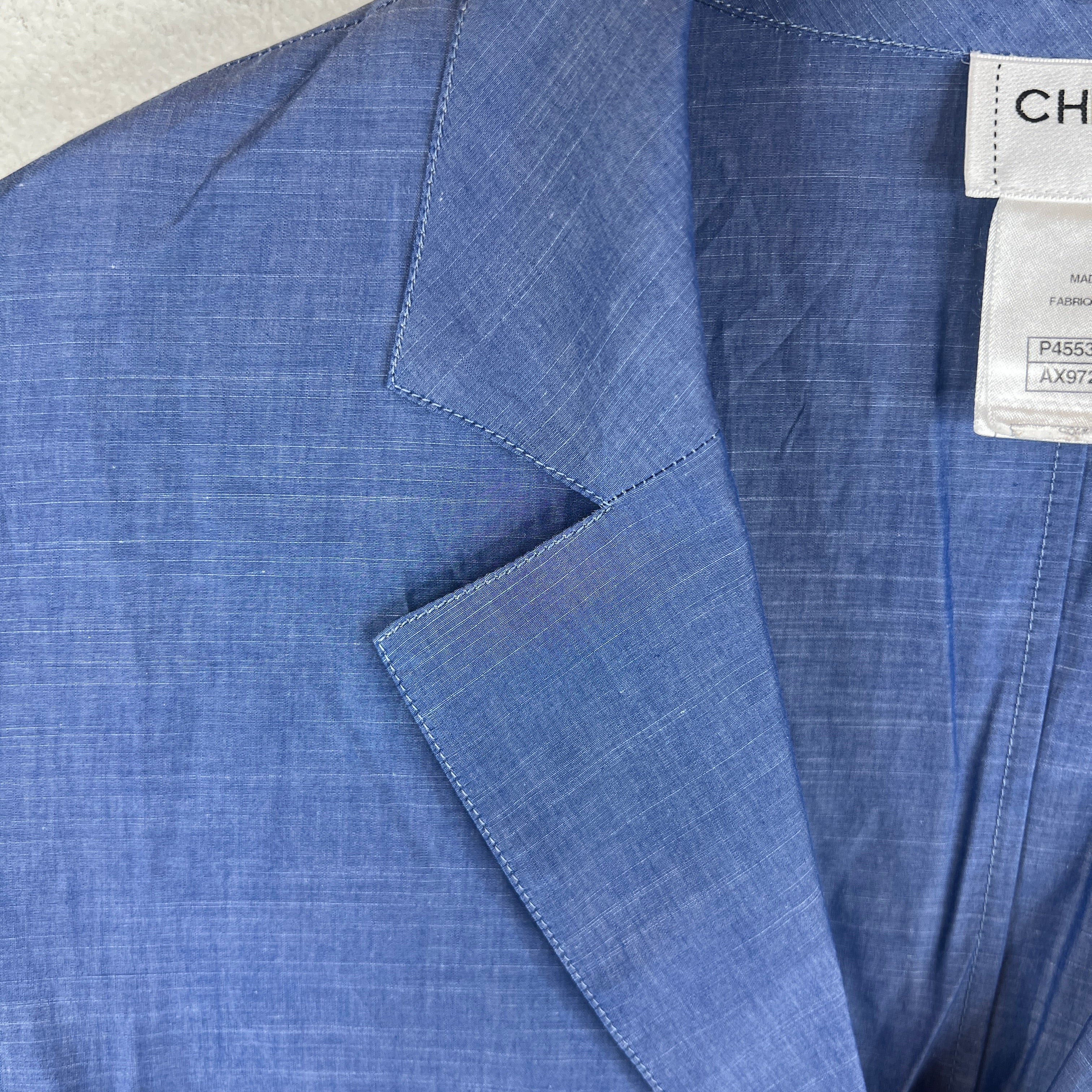 Chanel Blue Button Up Thin Blazer Jacket - Image 6