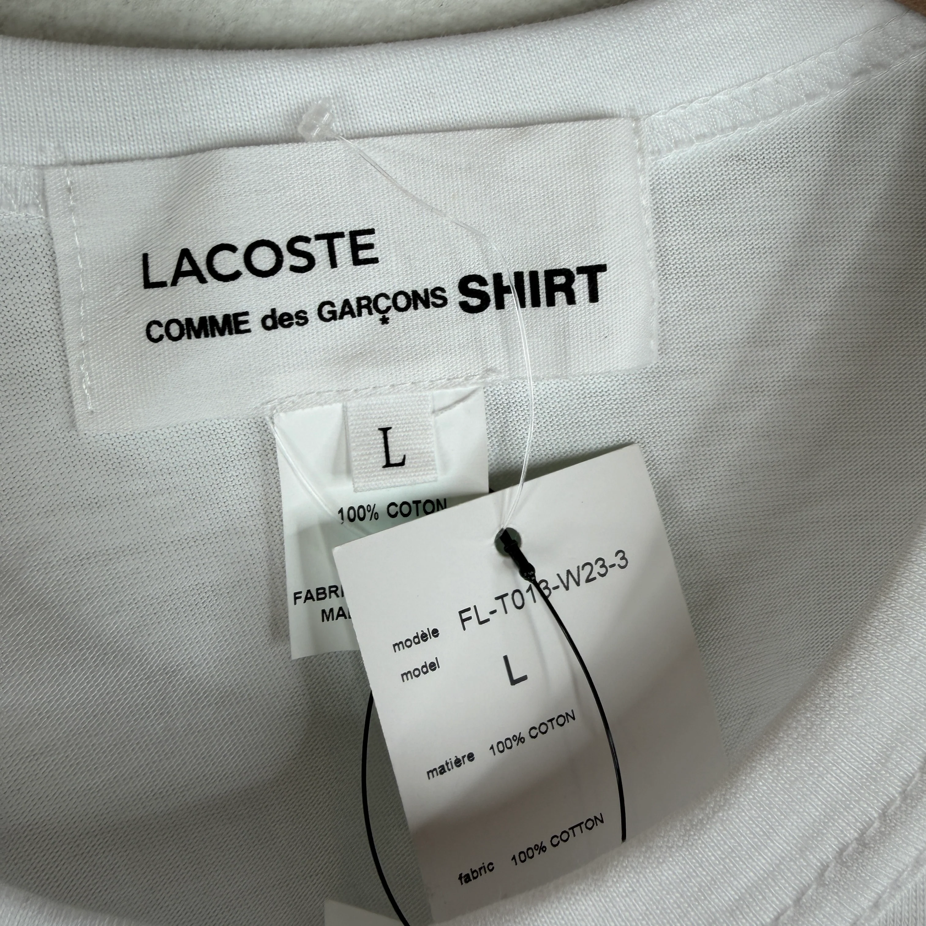 CDG White Lacoste L/S T-Shirt - Image 3