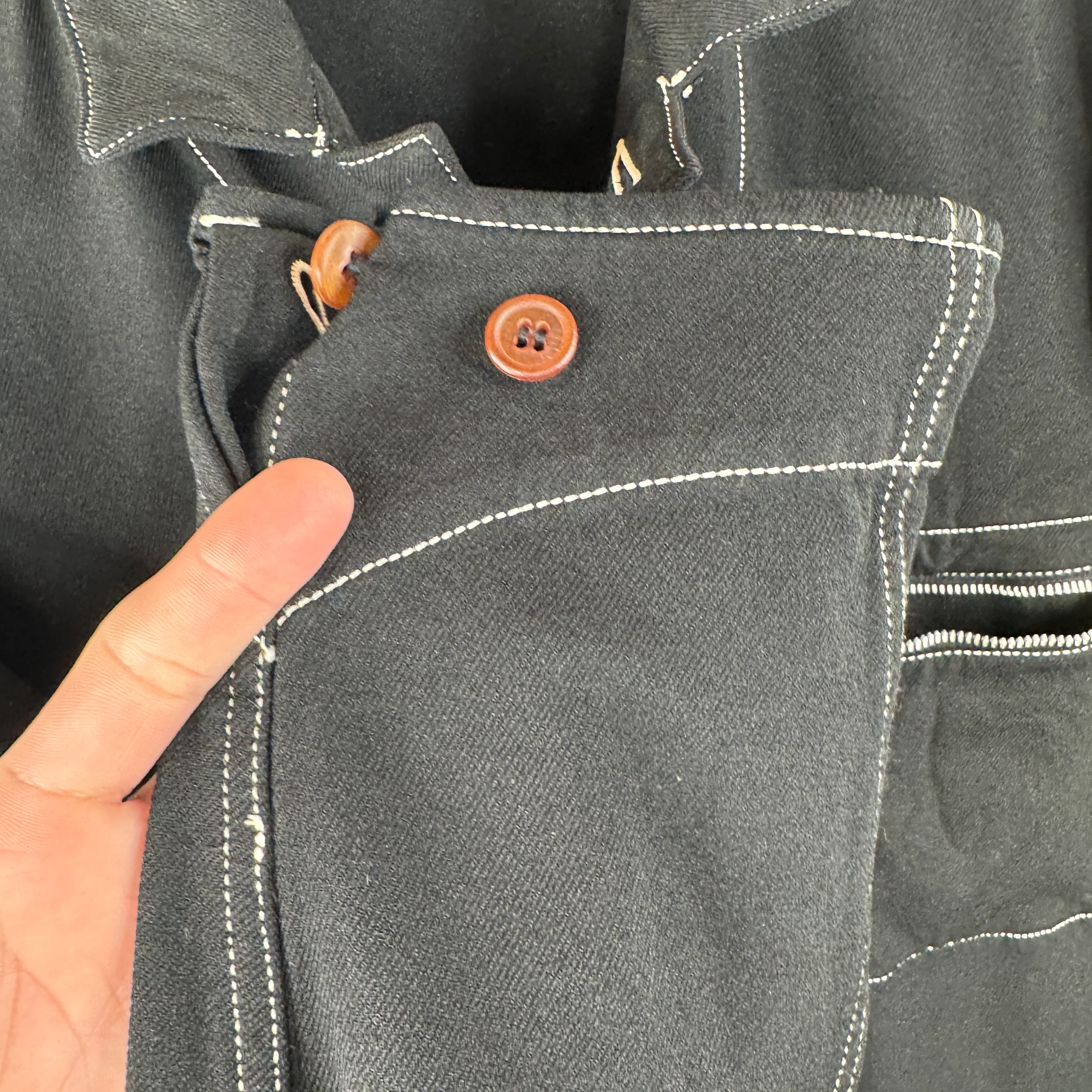 CDG Homme Plus Contrast Stitch Romper Button Up - Image 6