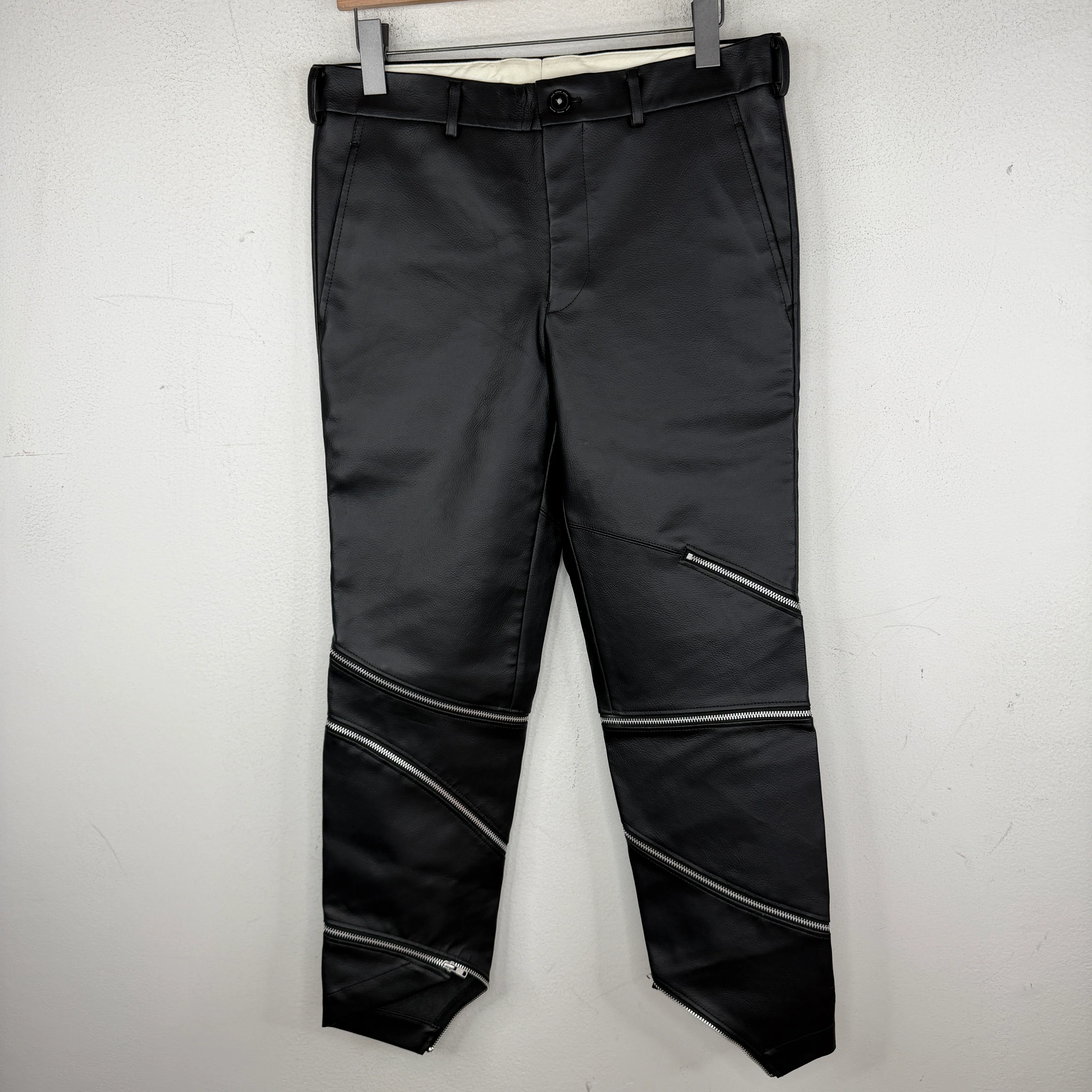 CDG Faux Leather Zip Pants