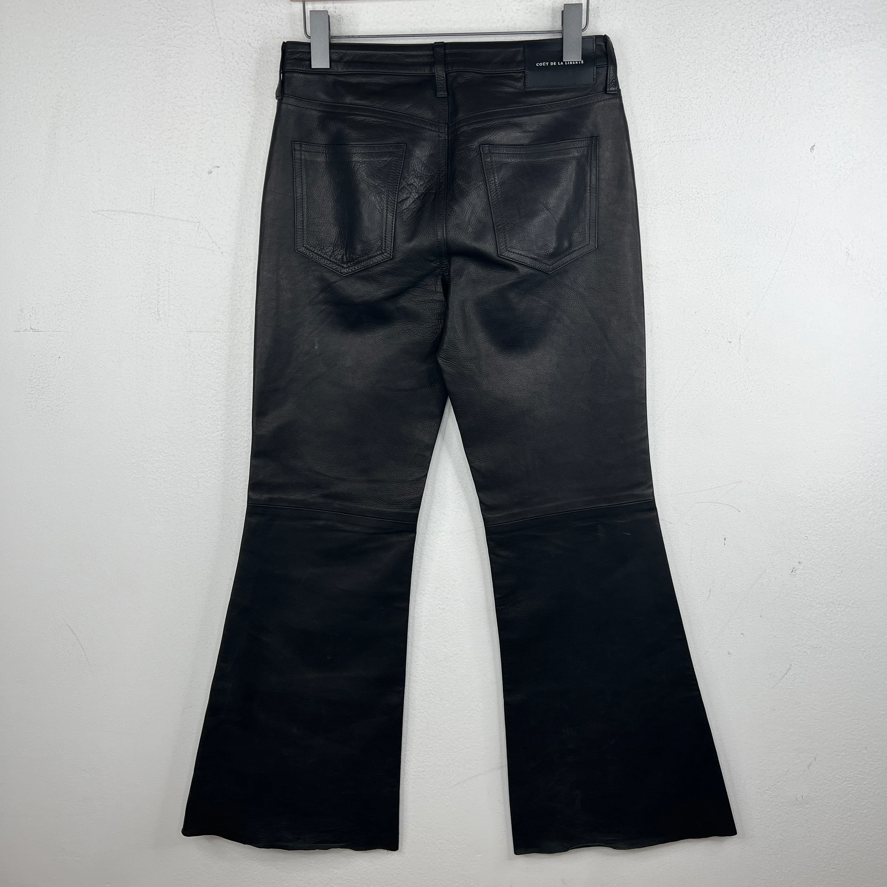 Cout De La Liberte Altered Black Flared Leather Pants - Image 2