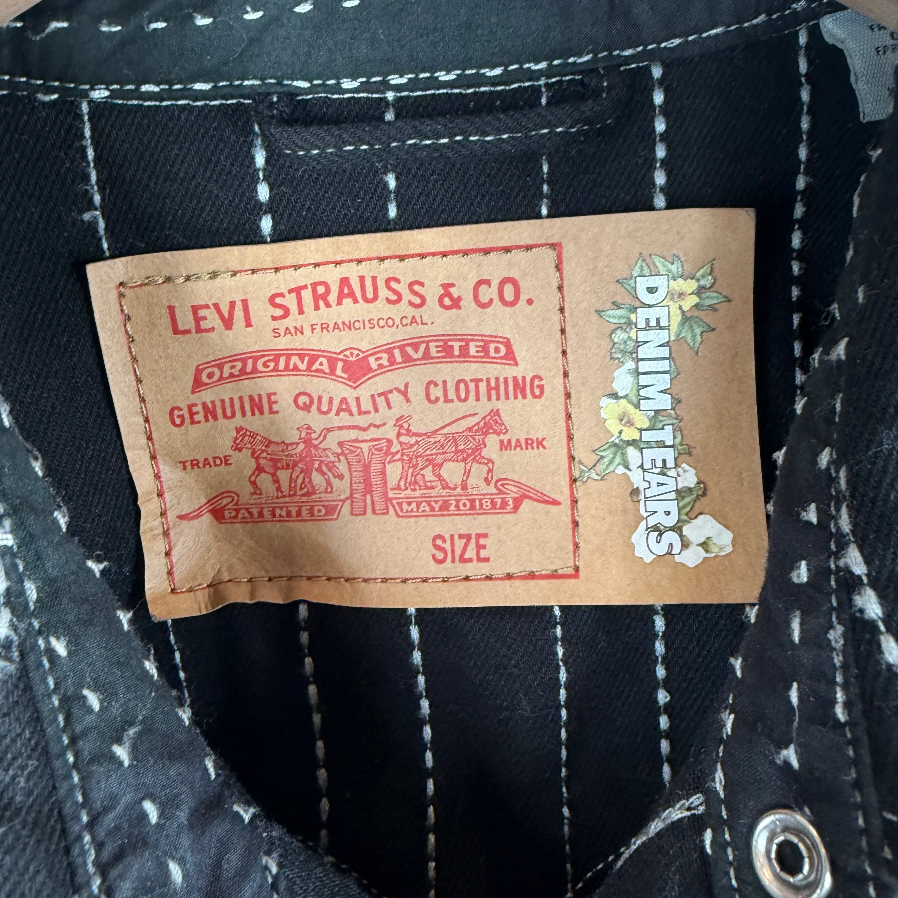 Denim Tears Levi's Quilted Snap Button Shirt - Image 3