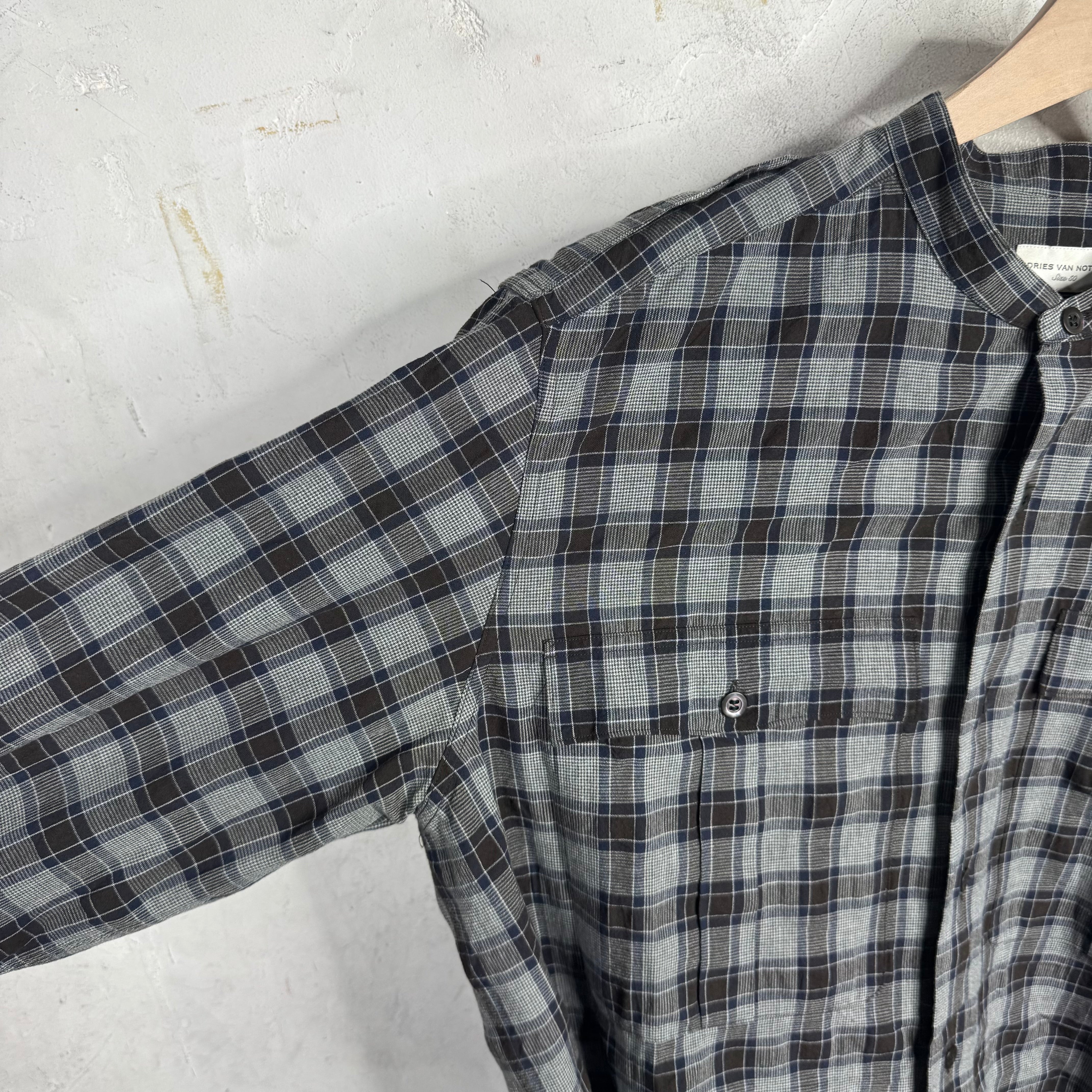 Dries Van Noten Blue/Brown Plaid Shirt With Epaulettes - Image 5