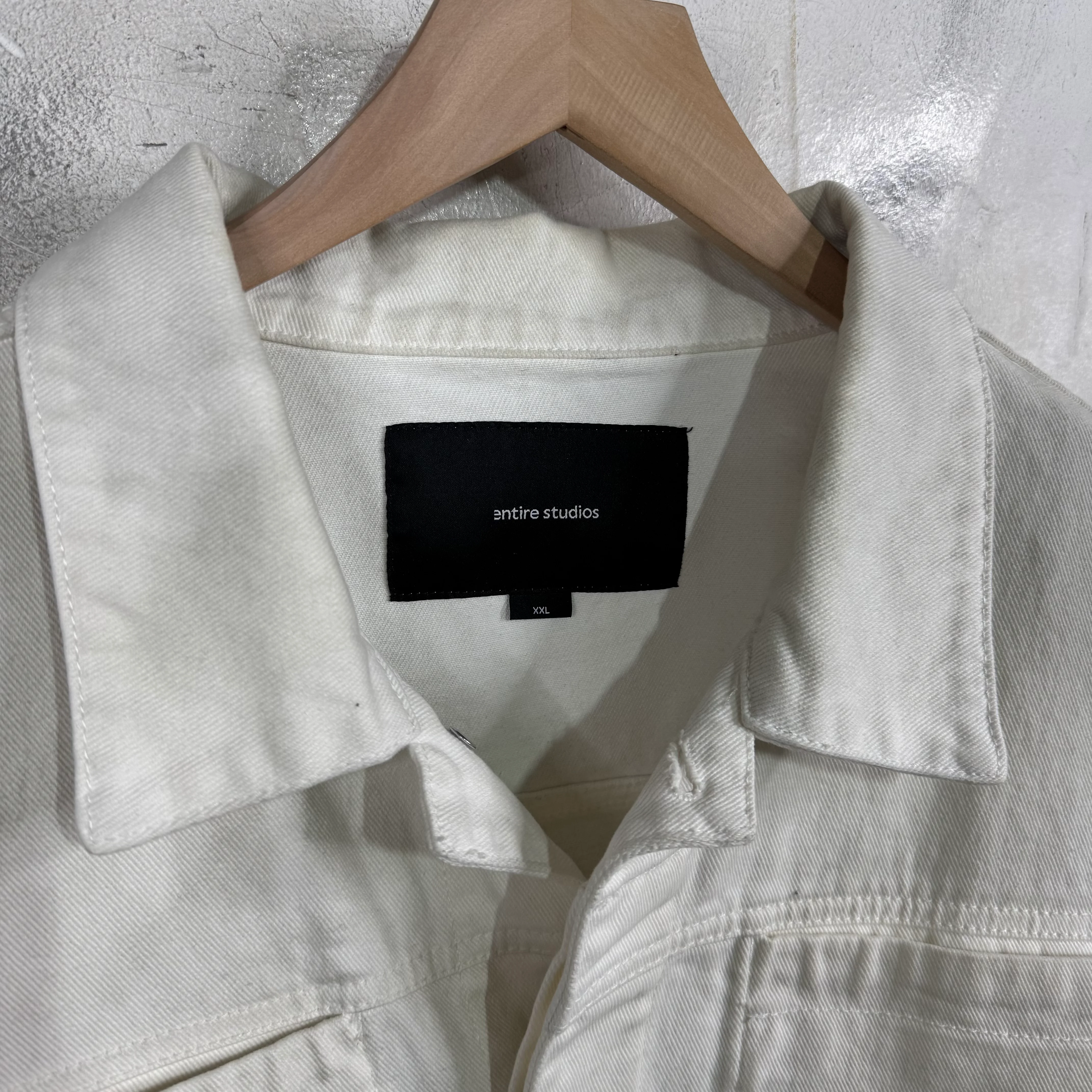 Entire Studio Dirty Wash Denim Jacket White - Image 3