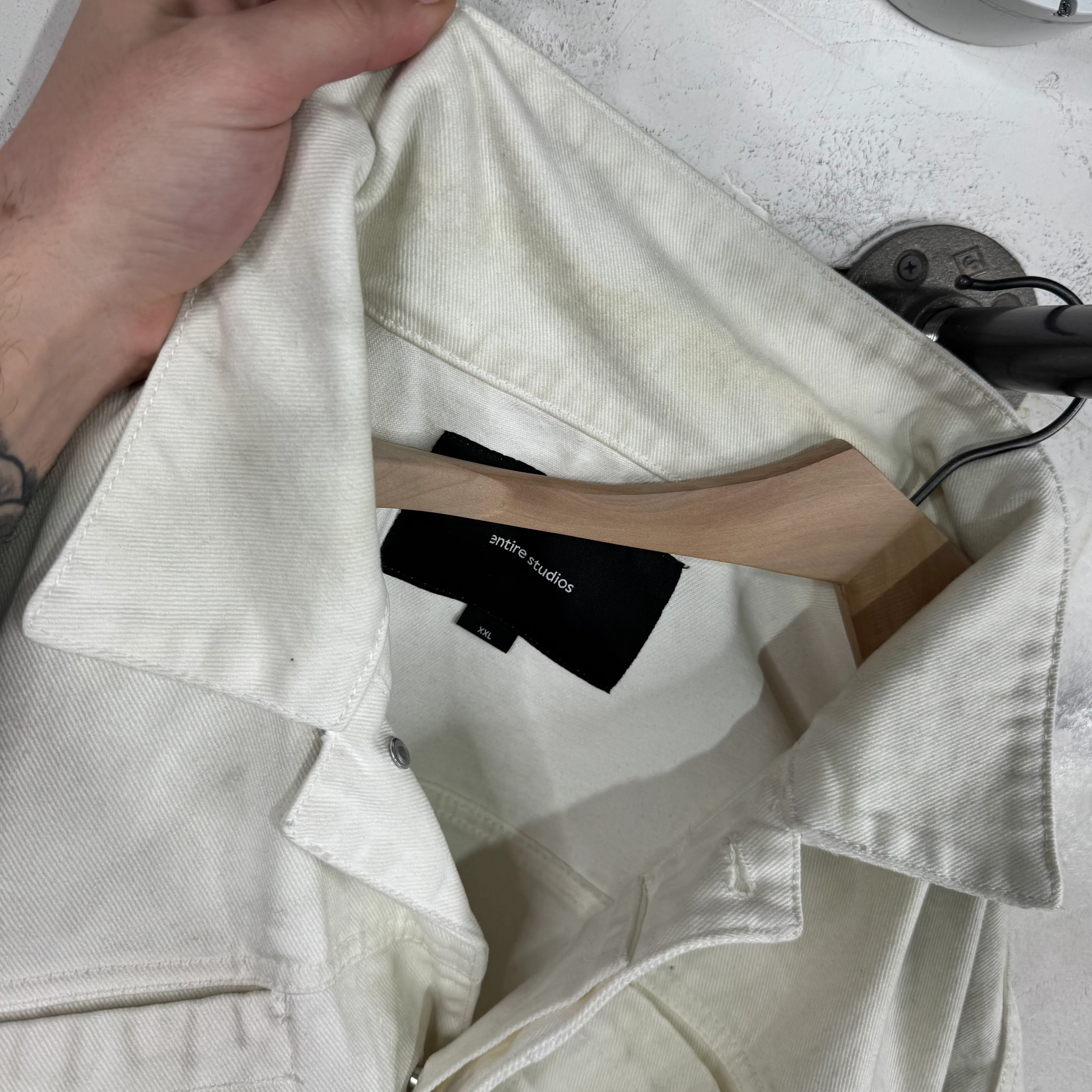 Entire Studio Dirty Wash Denim Jacket White - Image 5