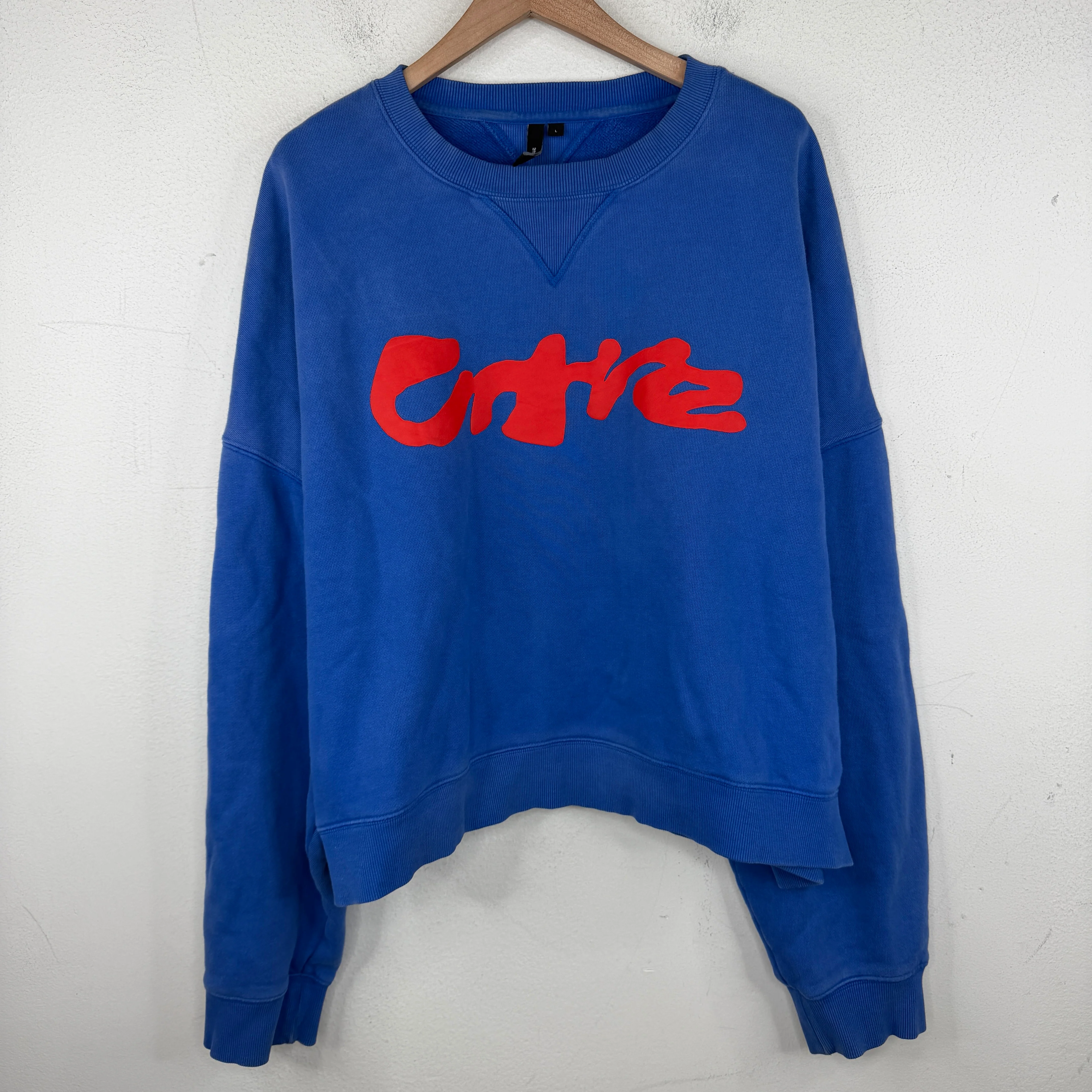 Entire Studios Blue Logo Cropped Crewneck