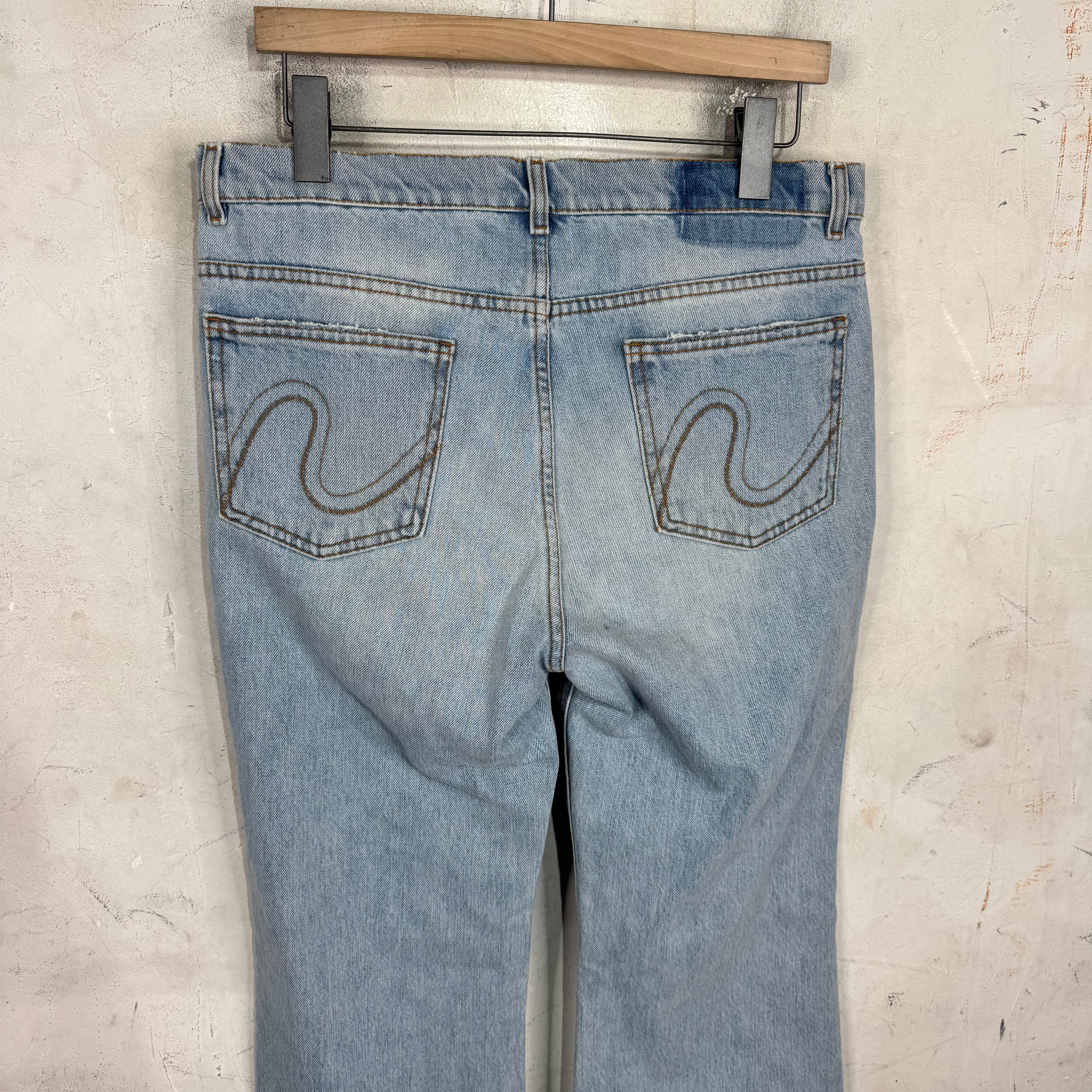 ERL Lightwash Distressed Bootcut Jeans - Image 10