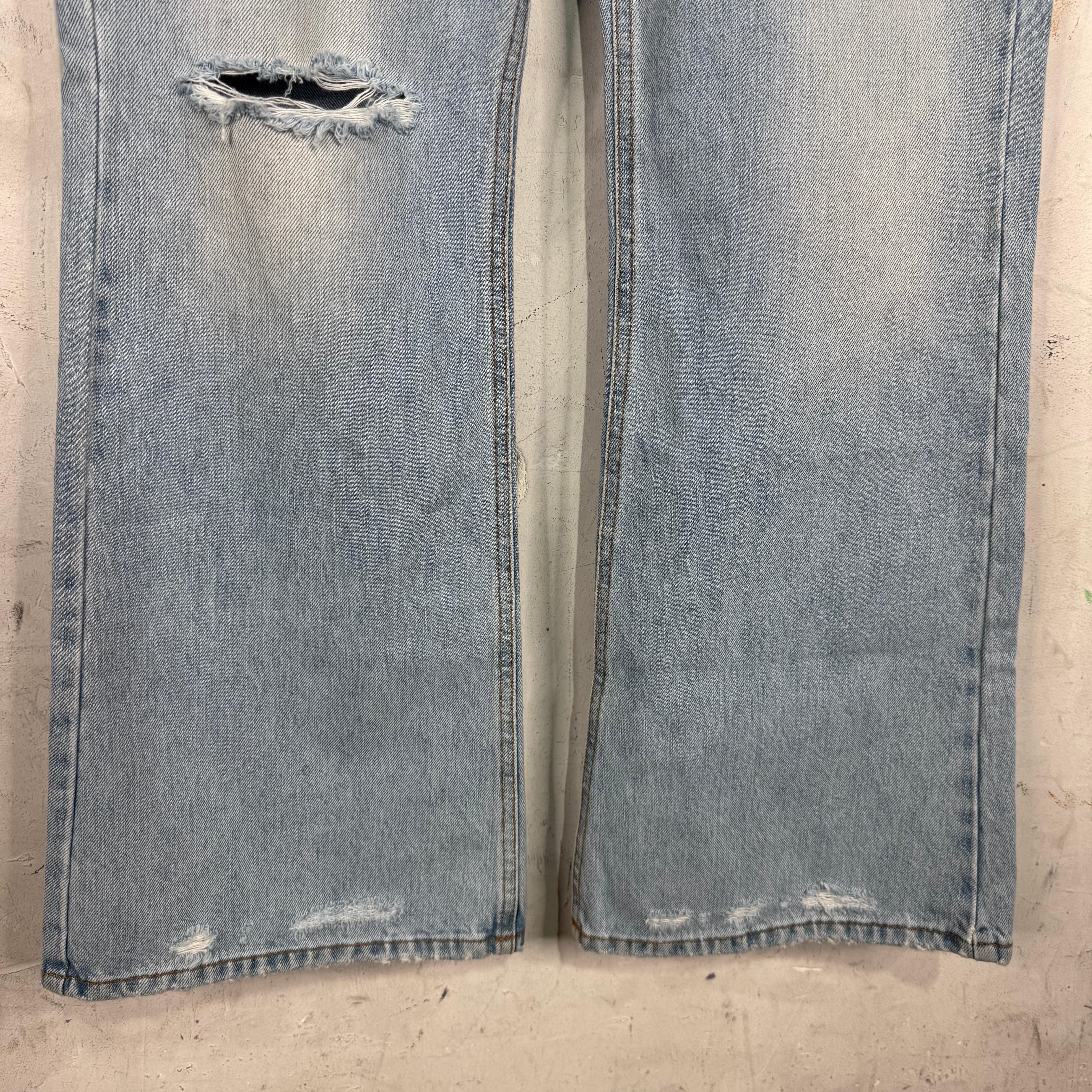 ERL Lightwash Distressed Bootcut Jeans - Image 8