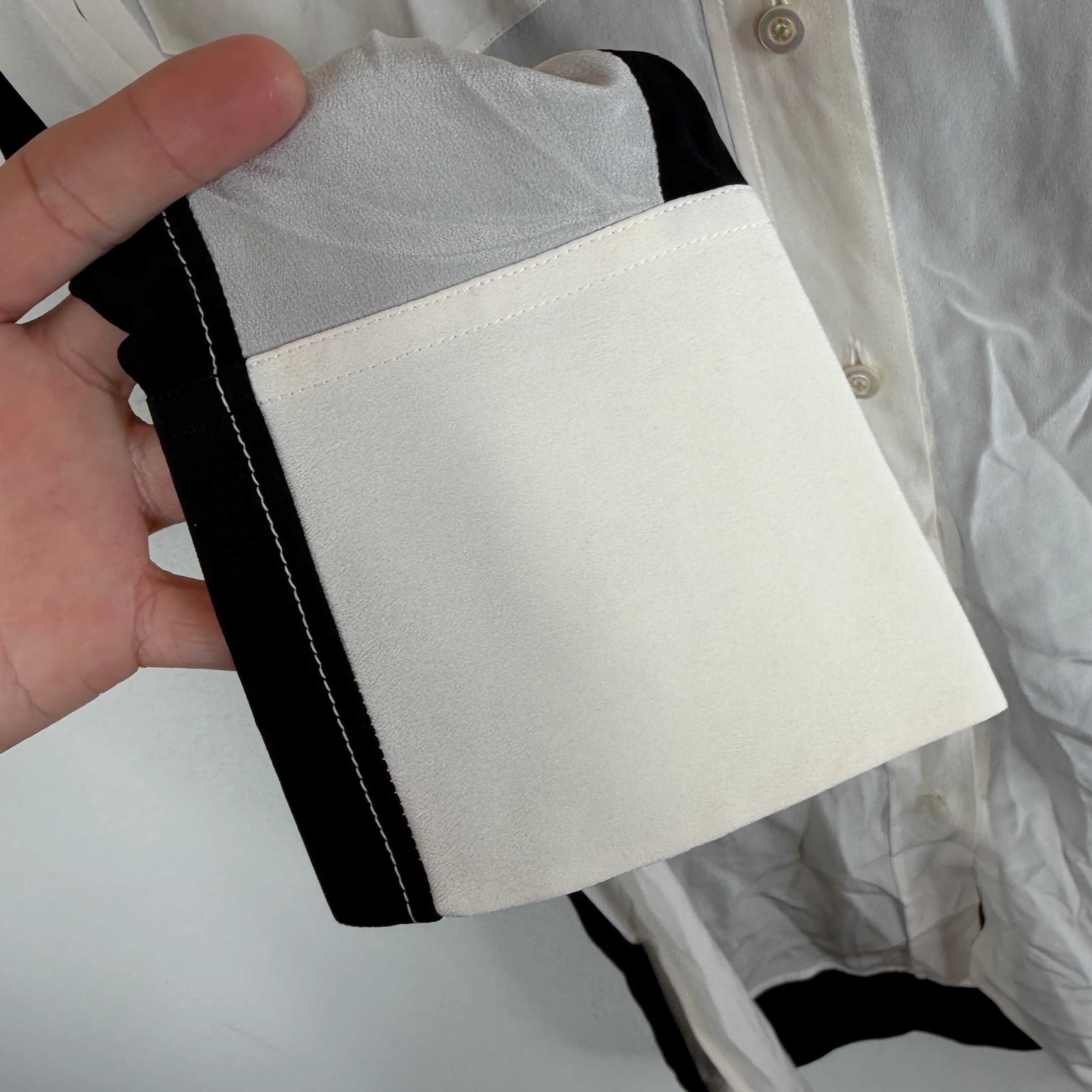 Givenchy White/Black Split Silk Button Up LS Shirt - Image 7