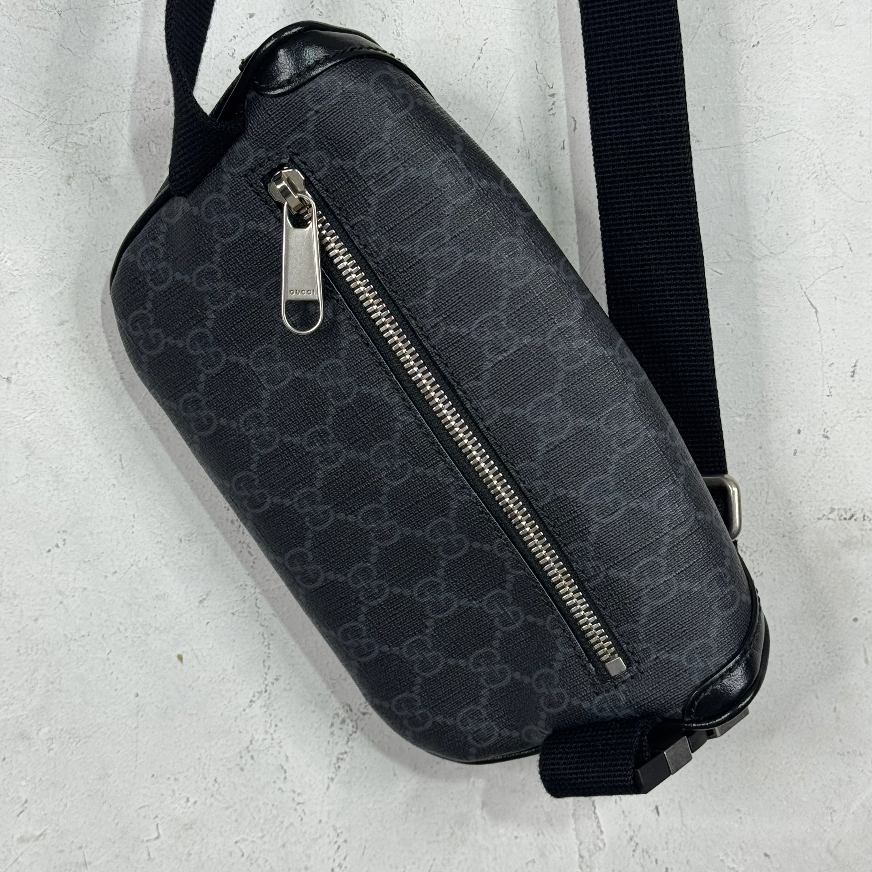 Gucci Coated Black Monogram Waist Bag - Image 10