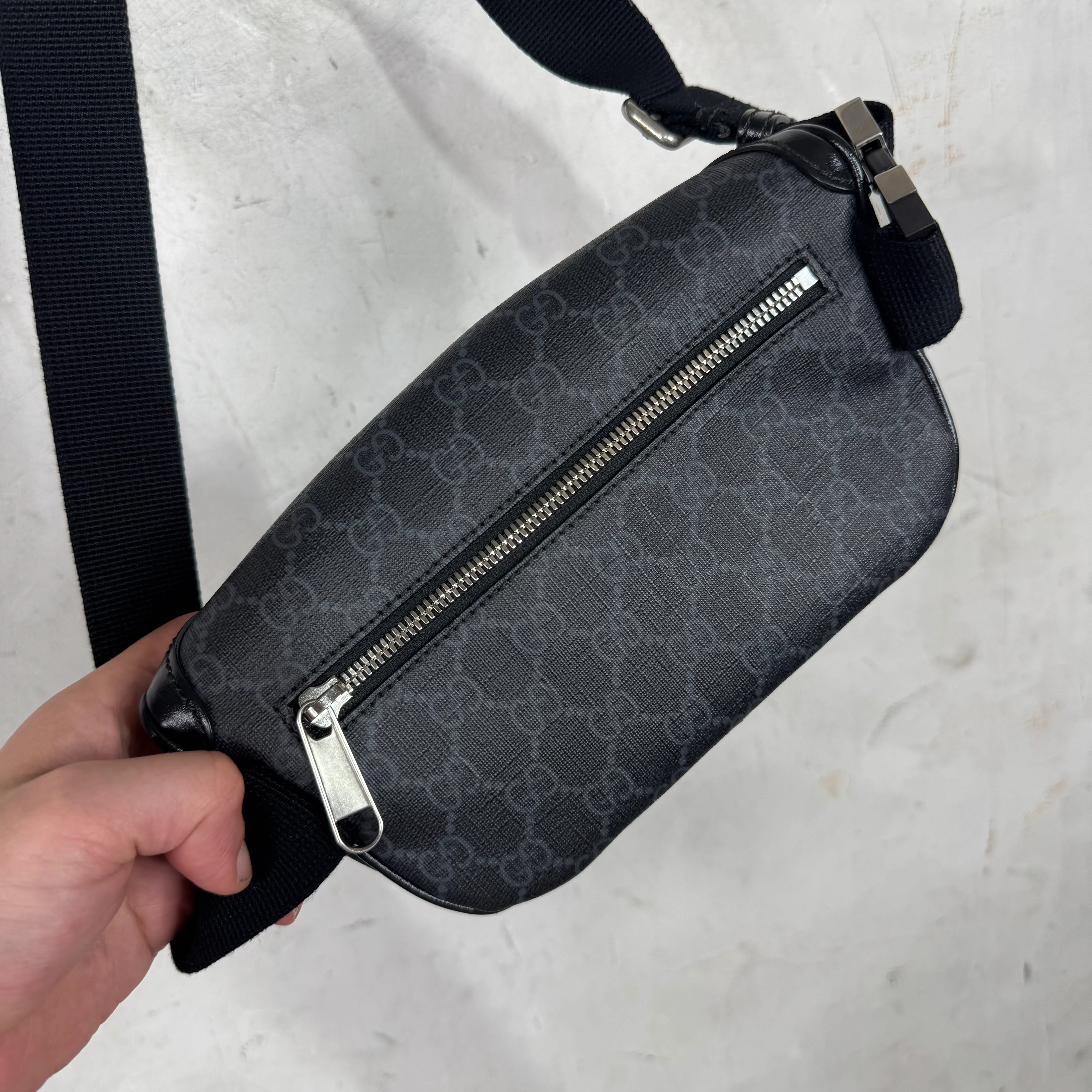 Gucci Coated Black Monogram Waist Bag - Image 4