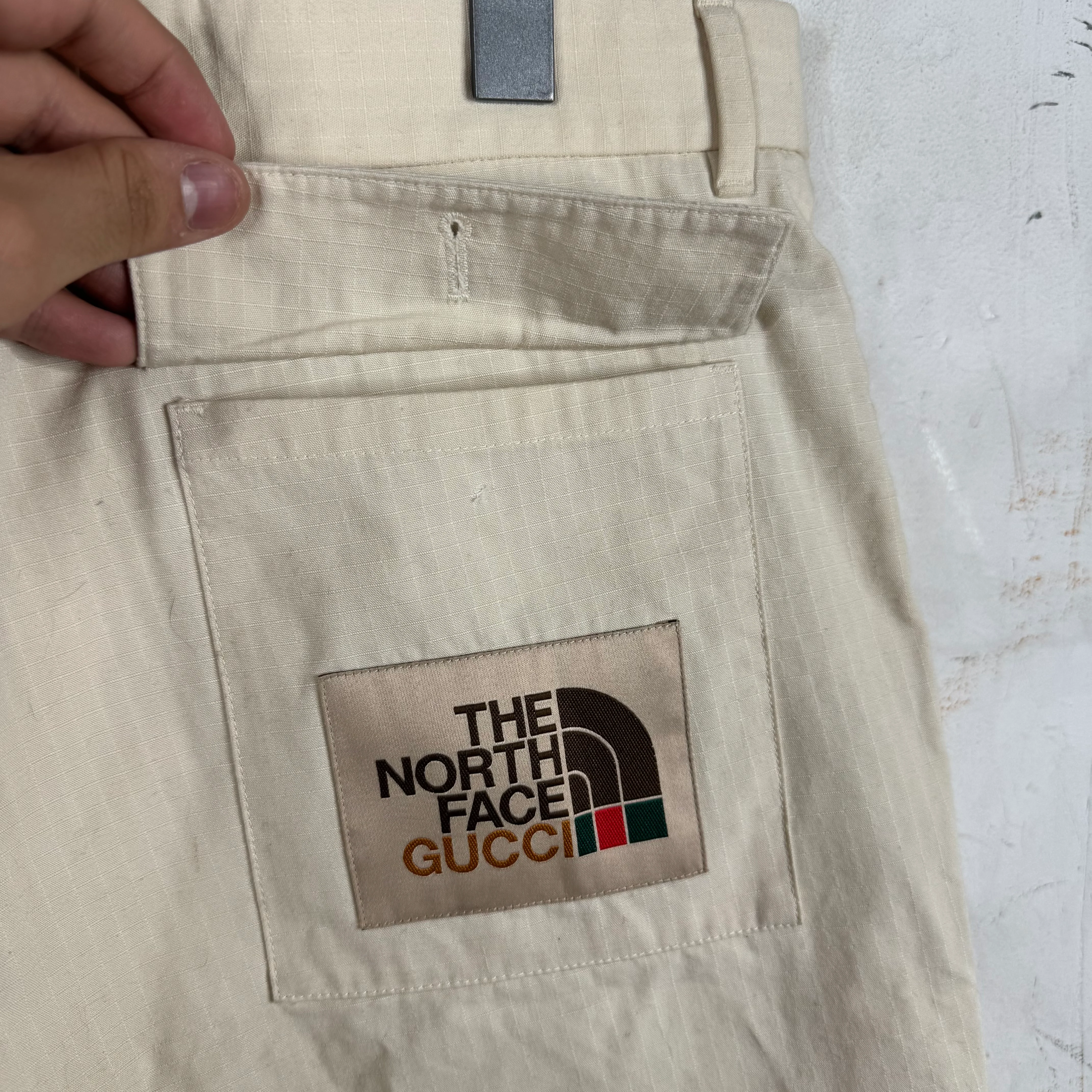 Gucci x TNF Cream Cargo Shorts - Image 7